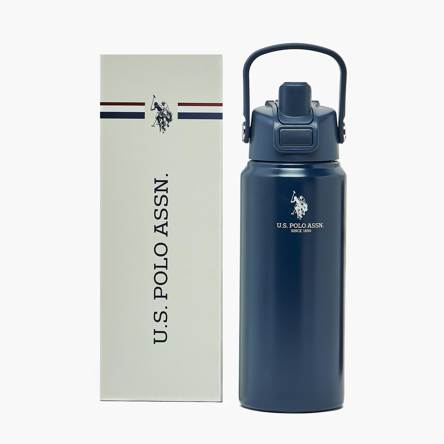 US POLO ASSN. Solid Stainless Steel Water Bottle with Spout and Handle - 720 ml-school-waterbottles-image-8