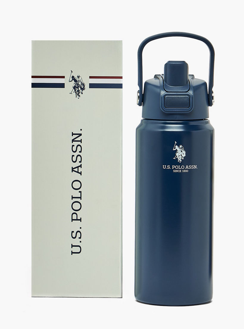 US POLO ASSN. Solid Stainless Steel Water Bottle with Spout and Handle - 720 ml-school-waterbottles-image-8