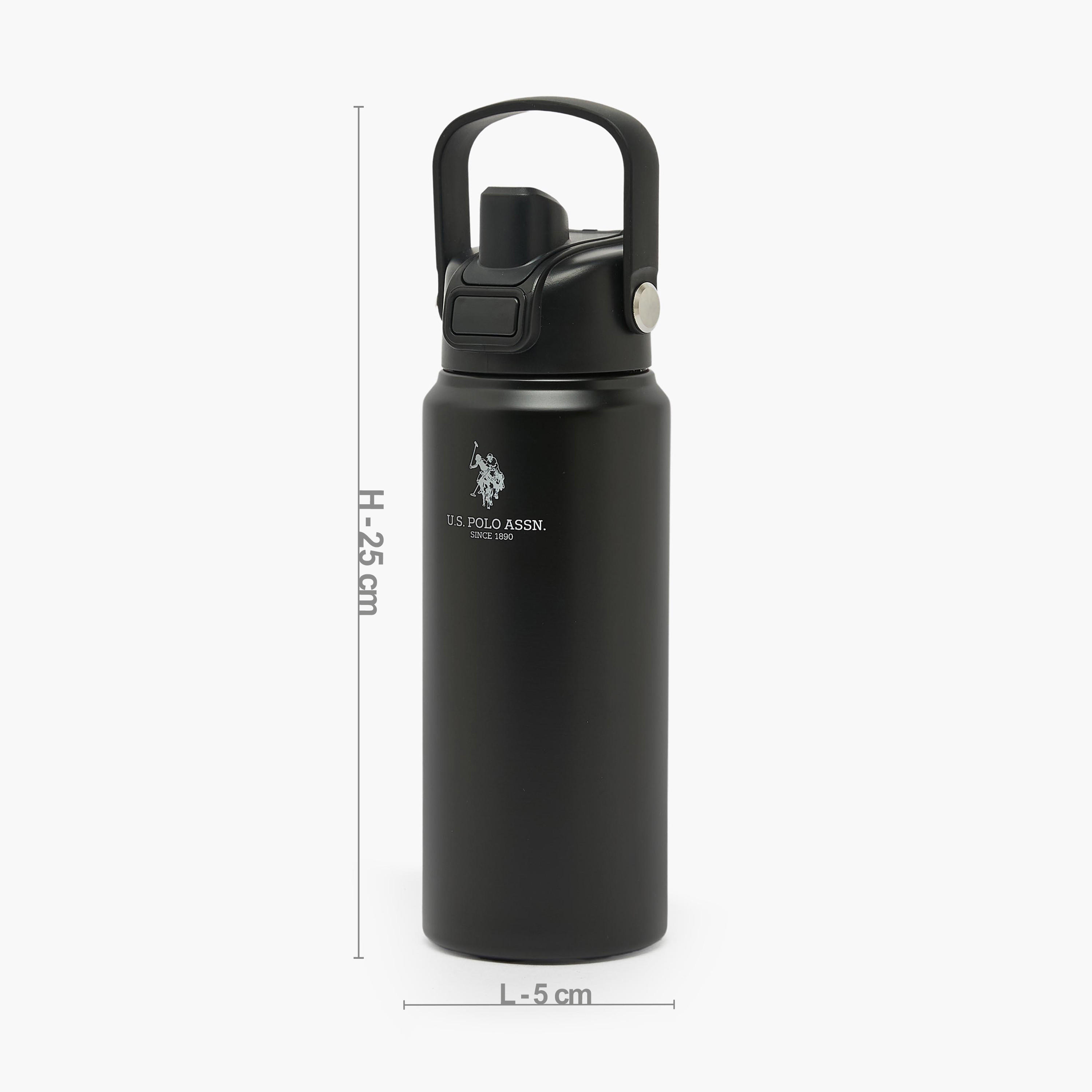 US POLO ASSN. Solid Stainless Steel Water Bottle with Spout and Handle - 720 ml-school-waterbottles-image-3
