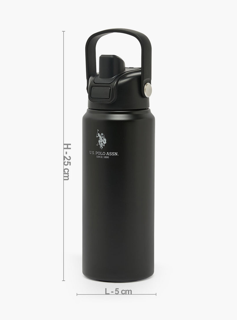 US POLO ASSN. Solid Stainless Steel Water Bottle with Spout and Handle - 720 ml-school-waterbottles-image-3