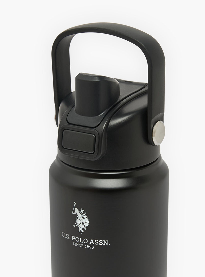 US POLO ASSN. Solid Stainless Steel Water Bottle with Spout and Handle - 720 ml-school-waterbottles-image-4