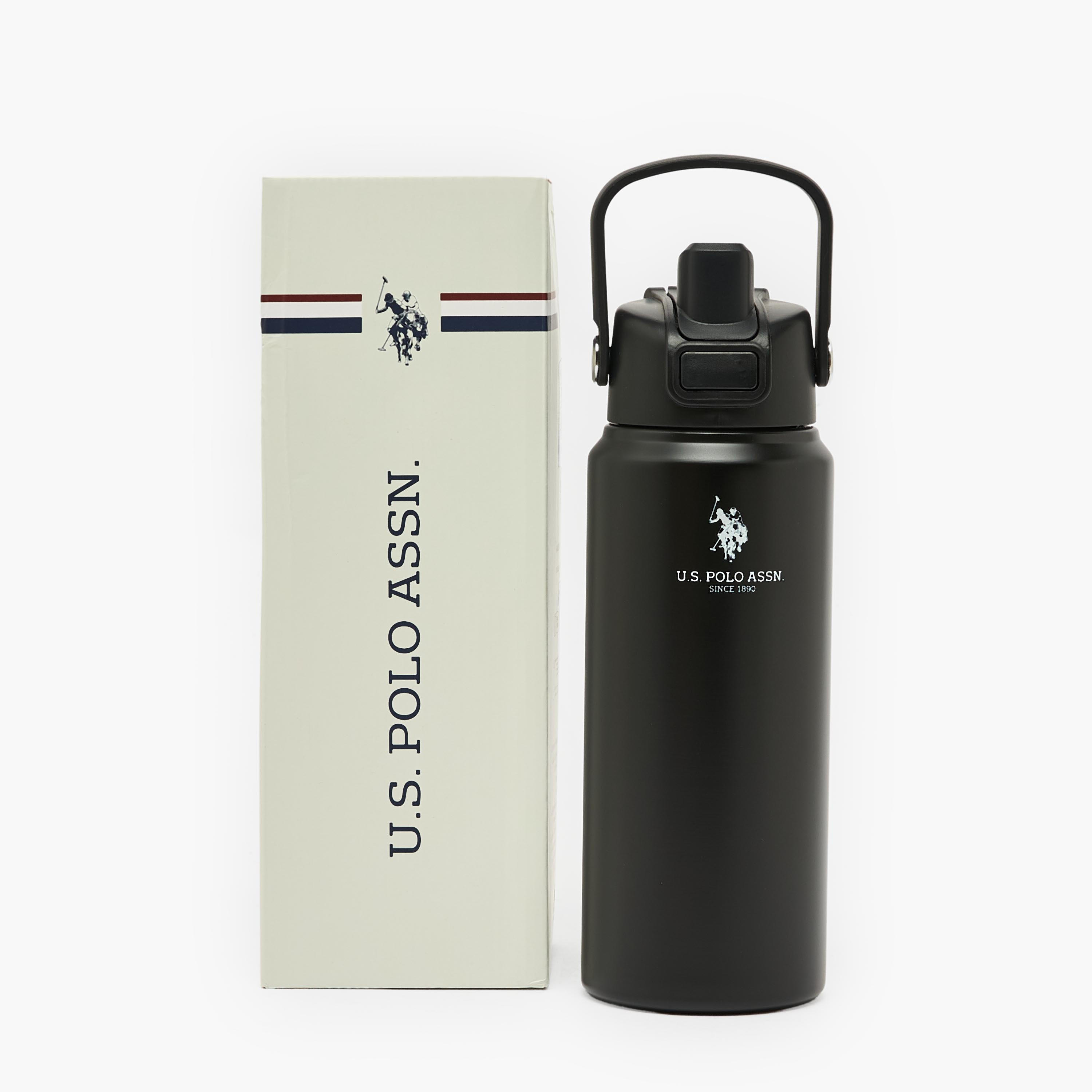 US POLO ASSN. Solid Stainless Steel Water Bottle with Spout and Handle - 720 ml-school-waterbottles-image-7