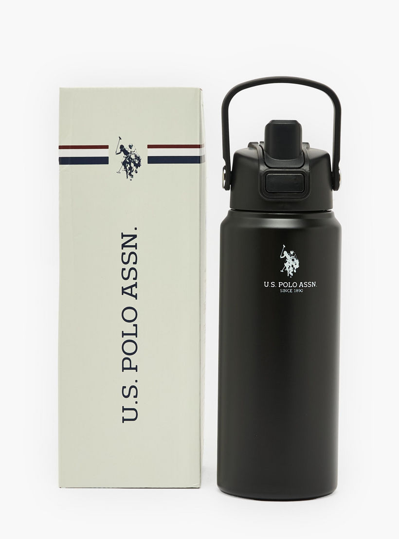 US POLO ASSN. Solid Stainless Steel Water Bottle with Spout and Handle - 720 ml-school-waterbottles-image-7