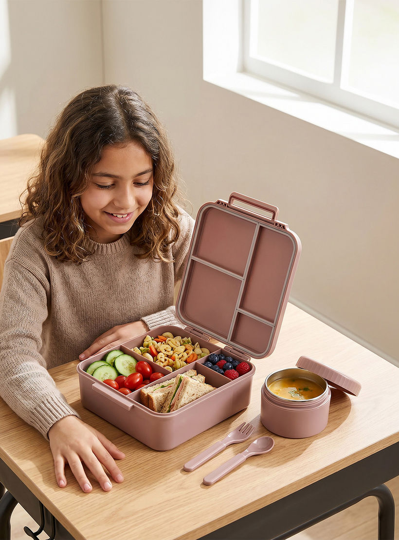 صندوق غداء بينتو سادة للبنات مع وعاء للشوربة وأدوات مائدة من يو إس بولو أسن - 1.7 لتر-school-lunchessentials-lunchboxes-image-3