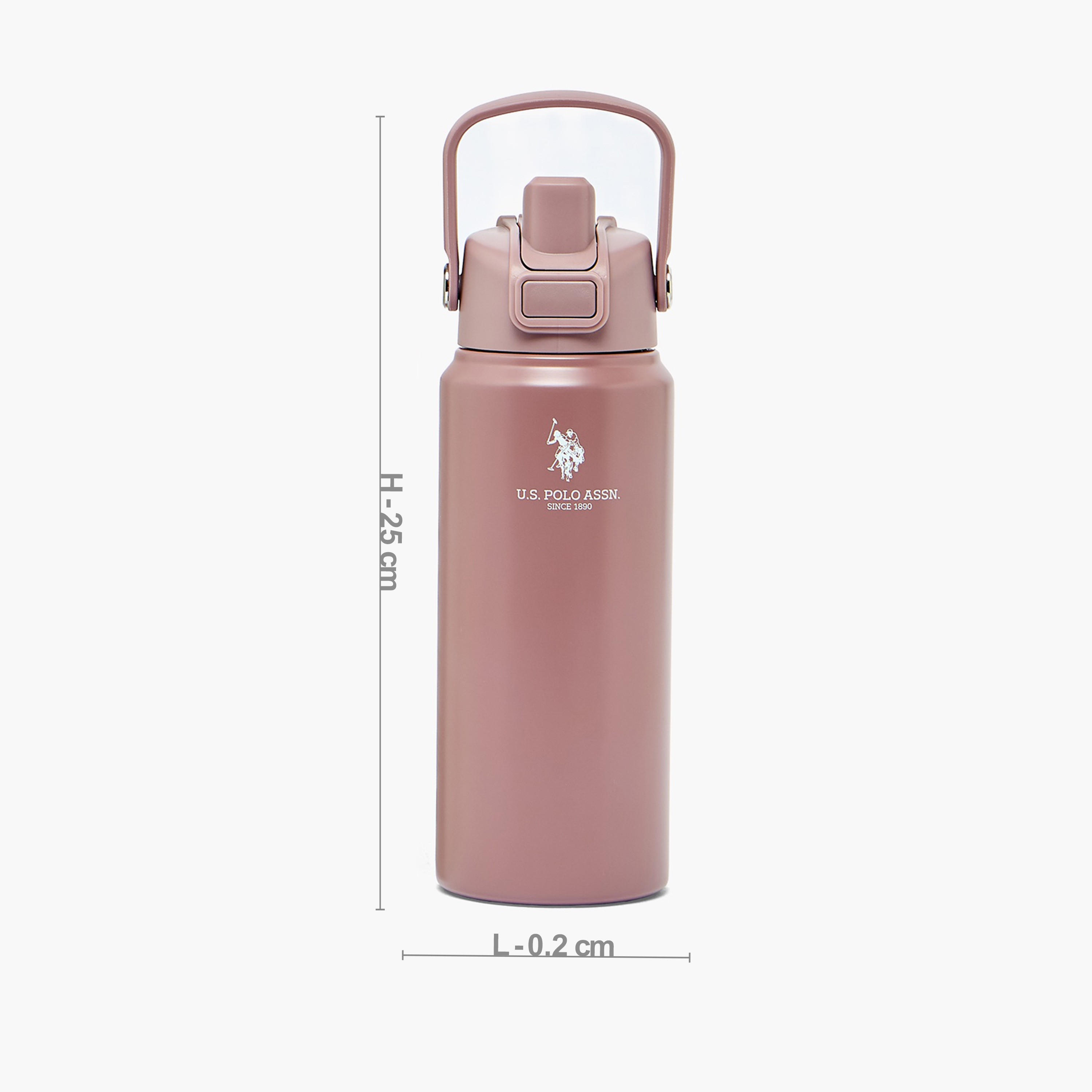 US POLO ASSN. Solid Stainless Steel Water Bottle with Spout and Handle - 720 ml-school-waterbottles-image-3