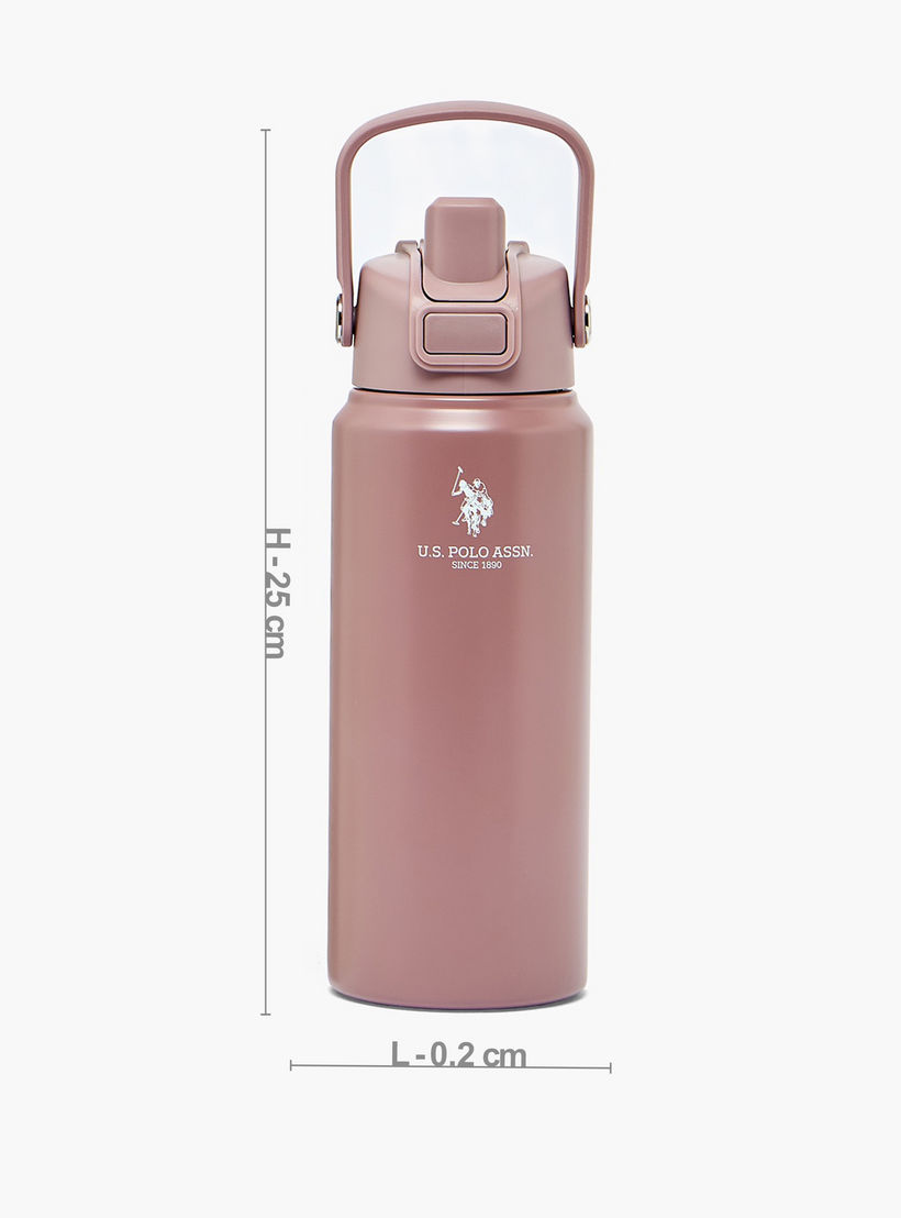US POLO ASSN. Solid Stainless Steel Water Bottle with Spout and Handle - 720 ml-school-waterbottles-image-3