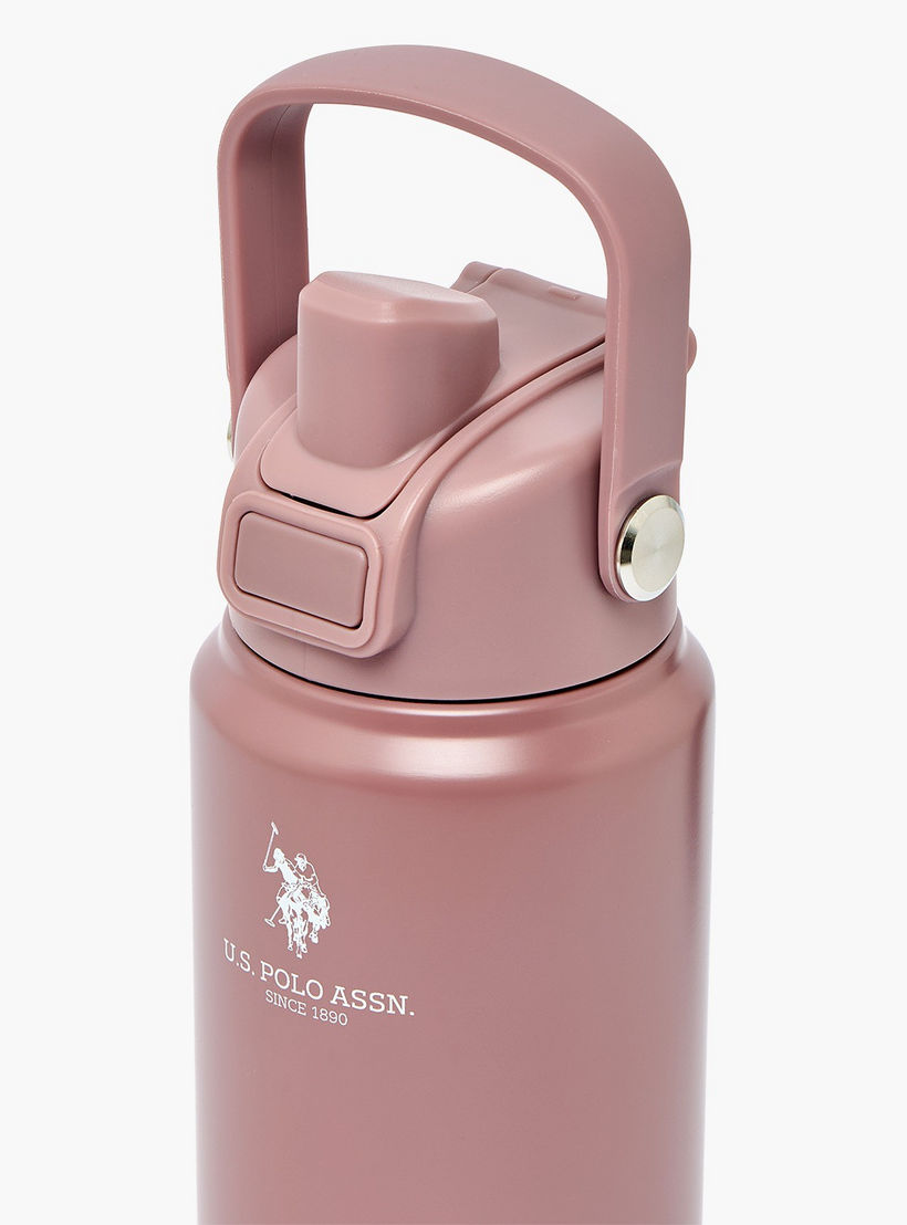 US POLO ASSN. Solid Stainless Steel Water Bottle with Spout and Handle - 720 ml-school-waterbottles-image-4