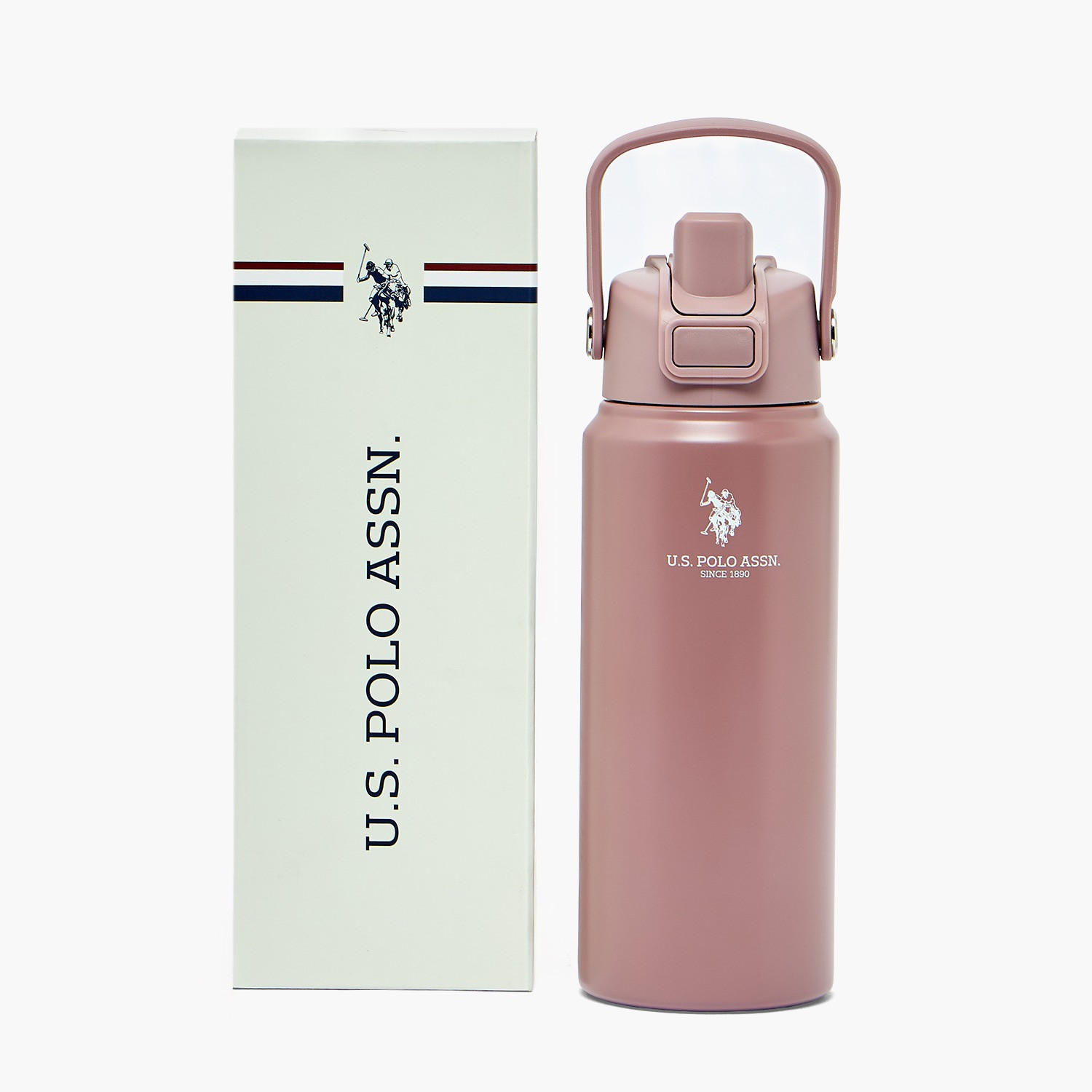 US POLO ASSN. Solid Stainless Steel Water Bottle with Spout and Handle - 720 ml-school-waterbottles-image-7