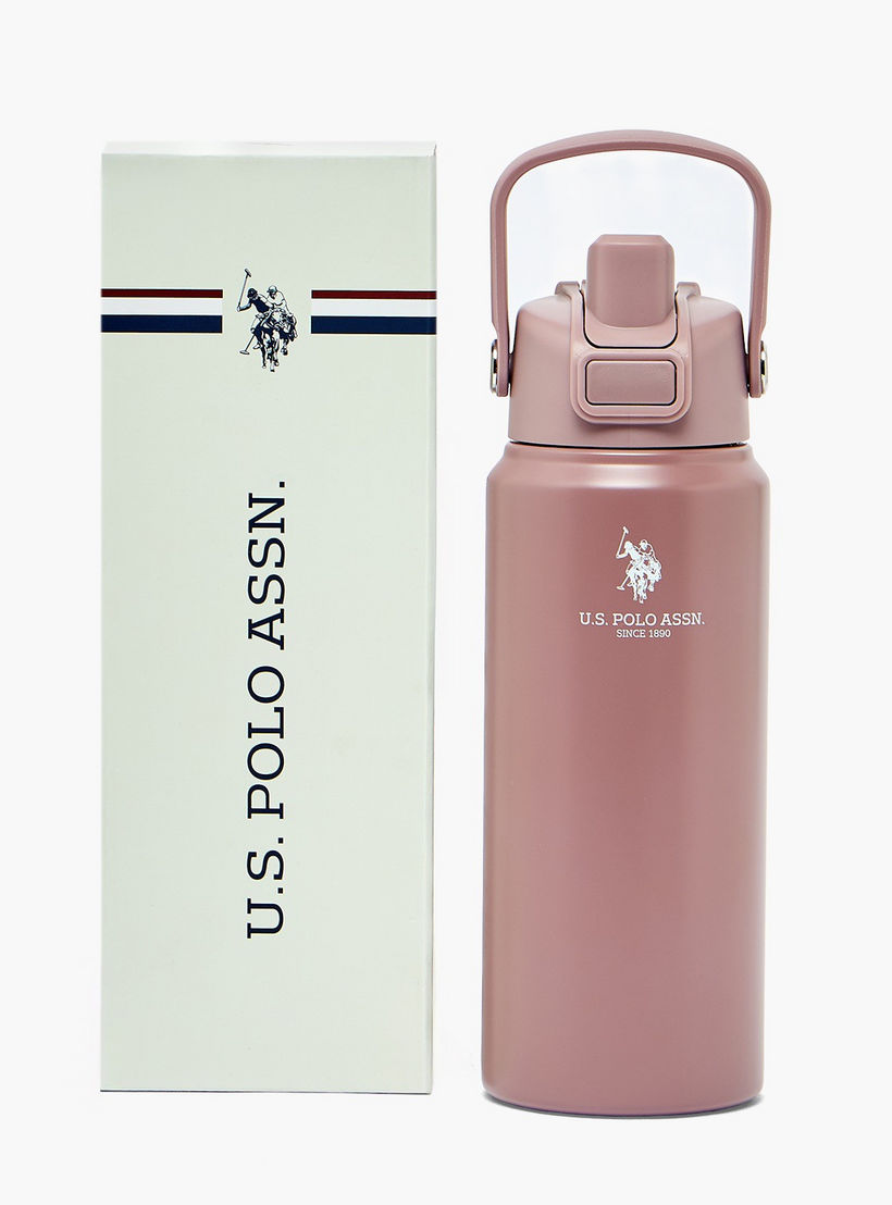 US POLO ASSN. Solid Stainless Steel Water Bottle with Spout and Handle - 720 ml-school-waterbottles-image-7