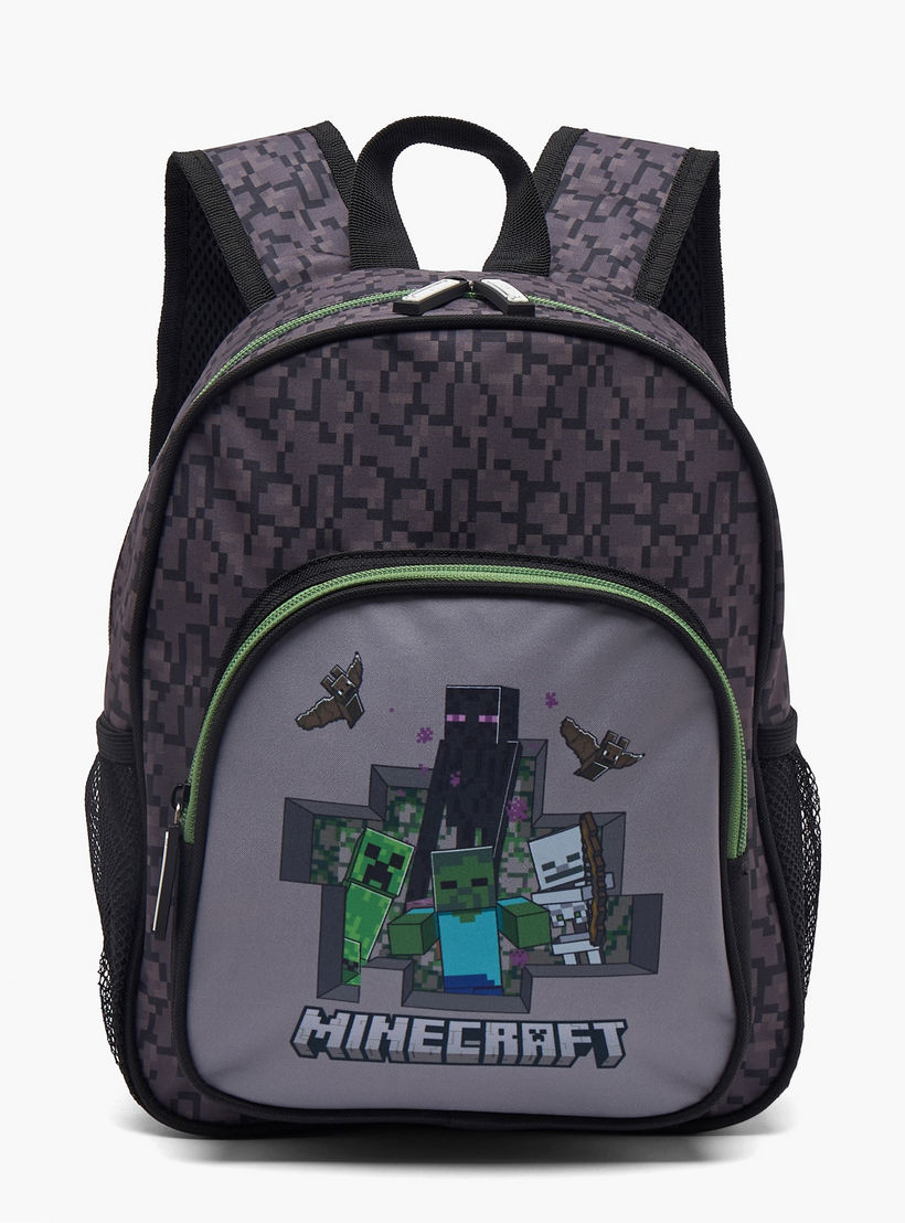 Minecraft Pixelated Print School Backpack for Boys 13 Years+ with Padded Shoulder Straps-boys-accessories-bagsandbackpacks-image-1