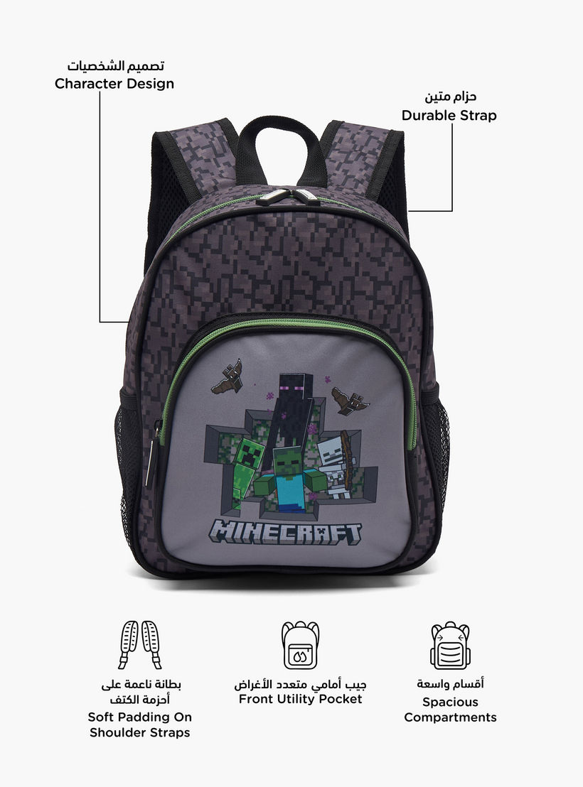 Minecraft Pixelated Print School Backpack for Boys 13 Years+ with Padded Shoulder Straps-boys-accessories-bagsandbackpacks-image-2