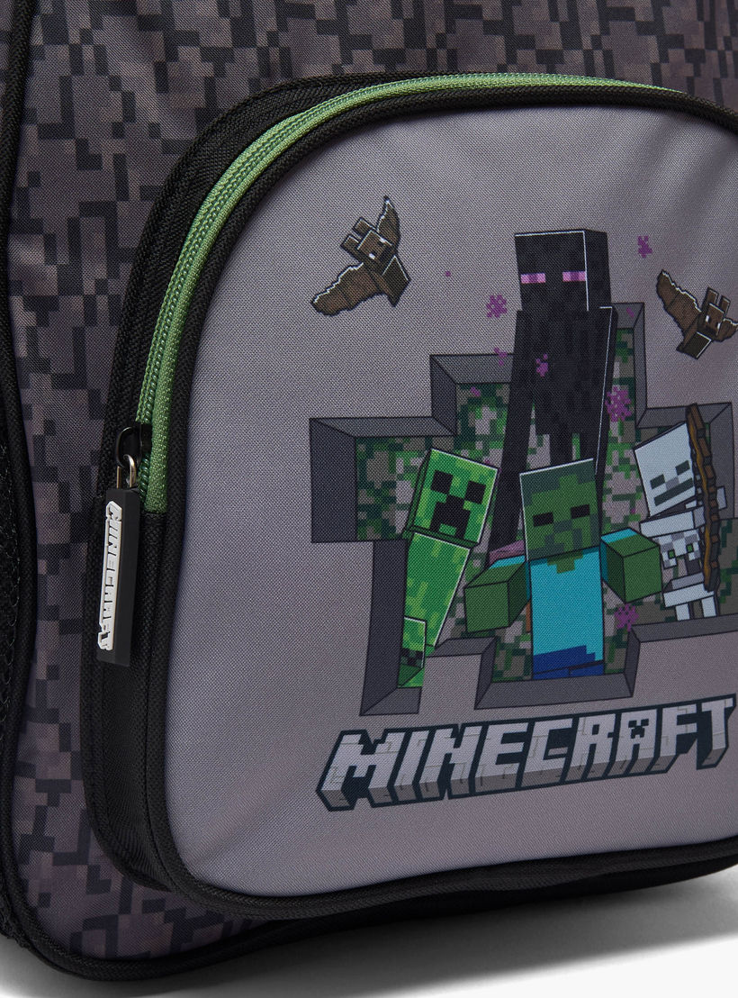 Minecraft Pixelated Print School Backpack for Boys 13 Years+ with Padded Shoulder Straps-boys-accessories-bagsandbackpacks-image-4