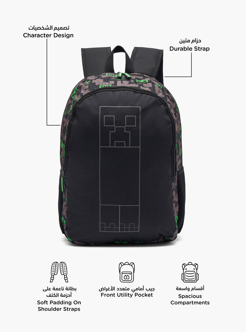 Minecraft Pixelated Print Backpack for Boys 13 Years+ with Padded Shoulder Straps-boys-accessories-bagsandbackpacks-image-2
