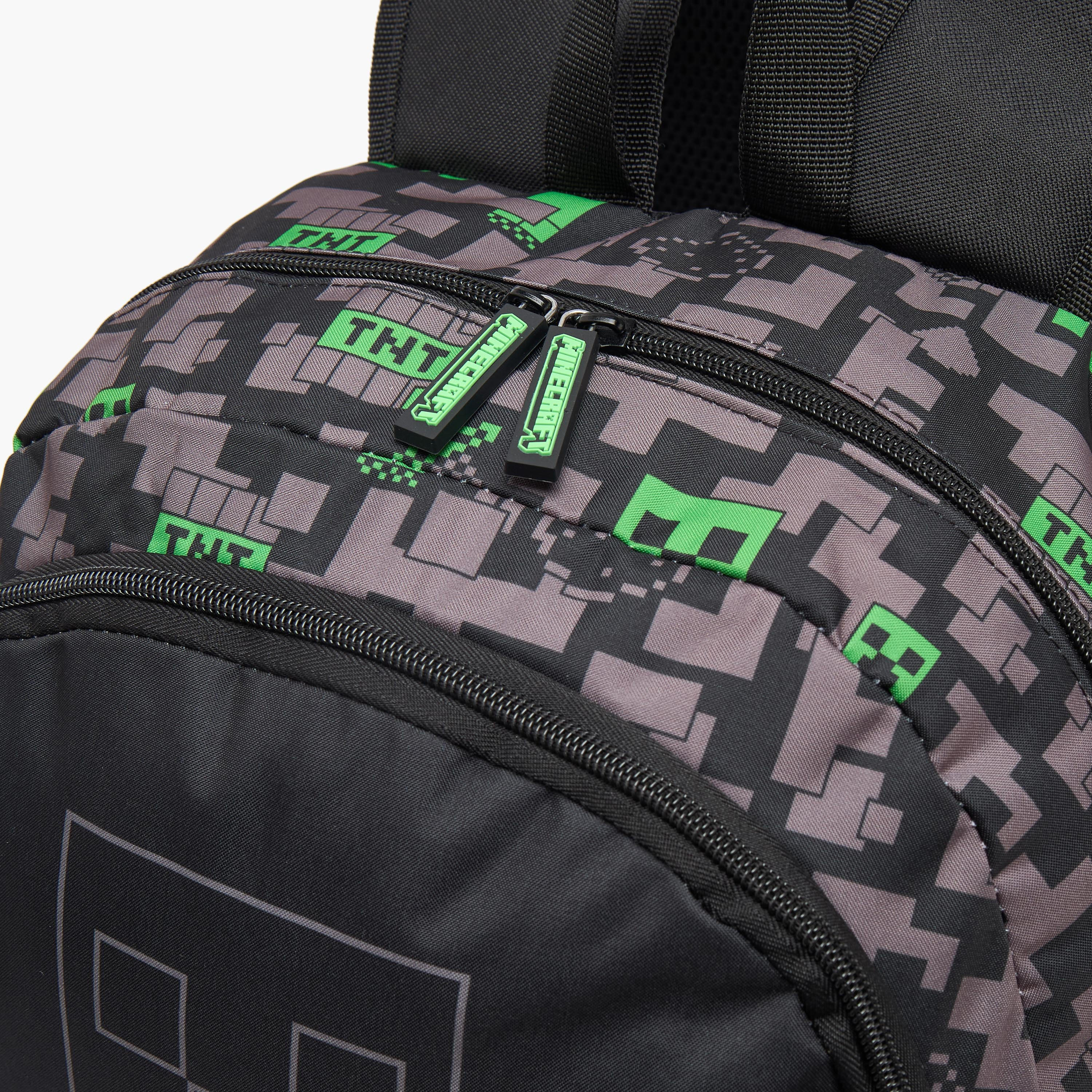 Minecraft Pixelated Print Backpack for Boys 13 Years+ with Padded Shoulder Straps-boys-accessories-bagsandbackpacks-image-3
