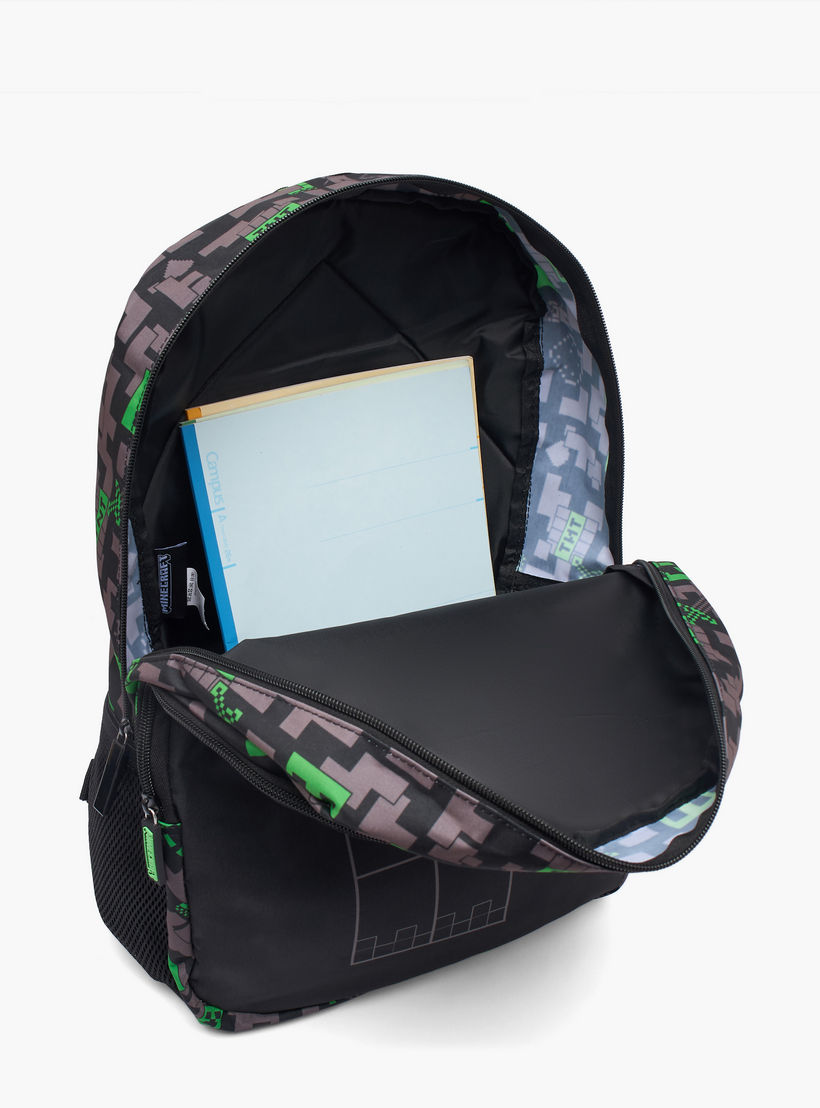 Minecraft Pixelated Print Backpack for Boys 13 Years+ with Padded Shoulder Straps-boys-accessories-bagsandbackpacks-image-5