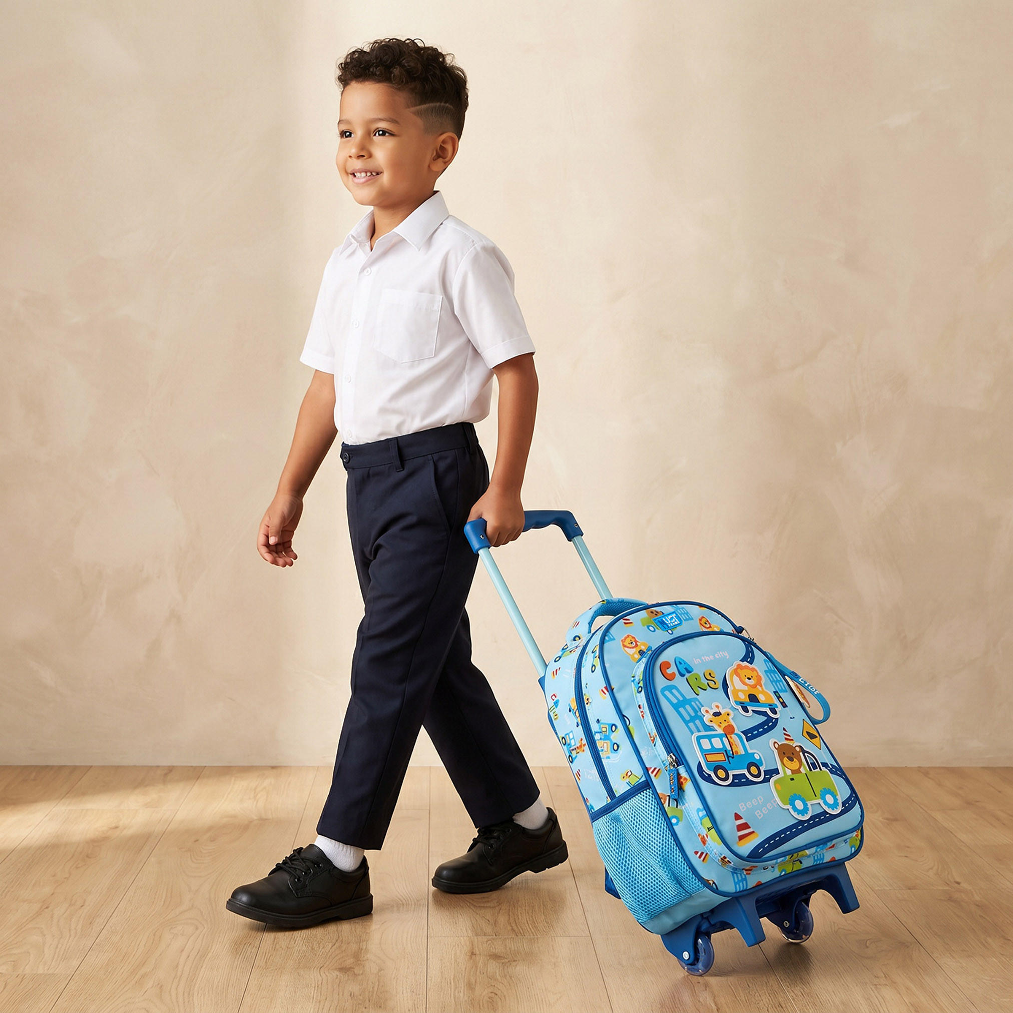 MustTeam City Print Trolley Backpack for Boys 2-5 Years with Retractable Handle - 12 inches-school-bagsandbackpacks-trolleybags-image-3