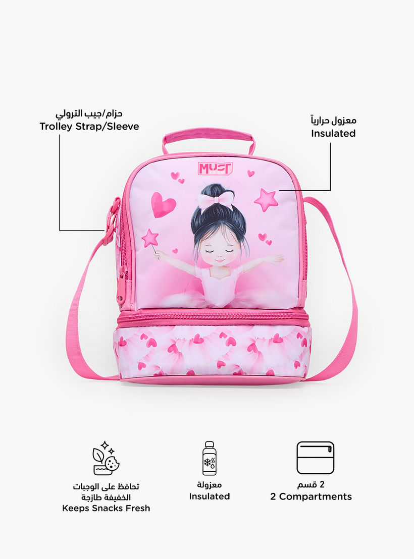 MustTeam Ballerina Print Lunch Bag for Girls 5-8 Years with Adjustable Strap-school-lunchessentials-lunchbags-image-2