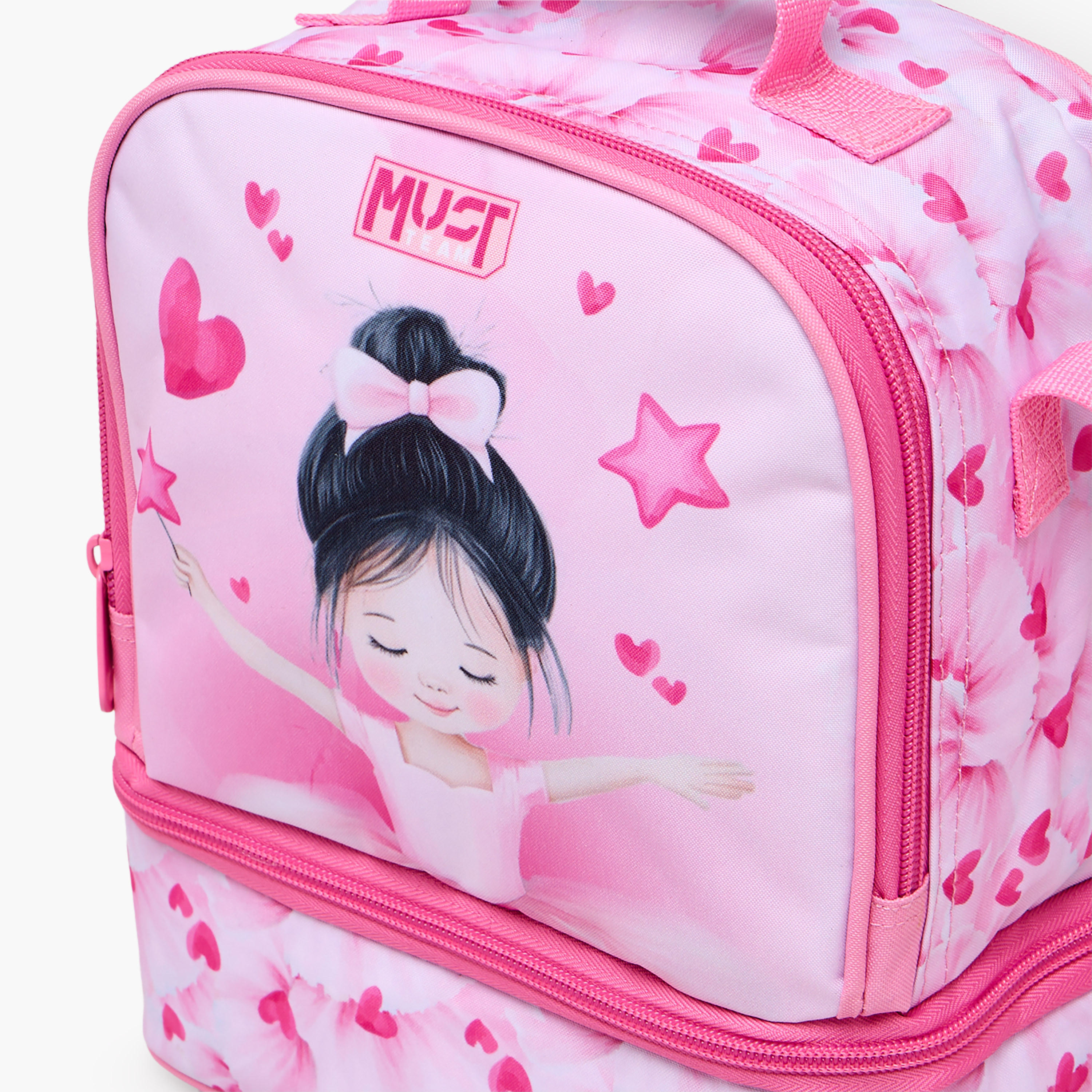 MustTeam Ballerina Print Lunch Bag for Girls 5-8 Years with Adjustable Strap-school-lunchessentials-lunchbags-image-3