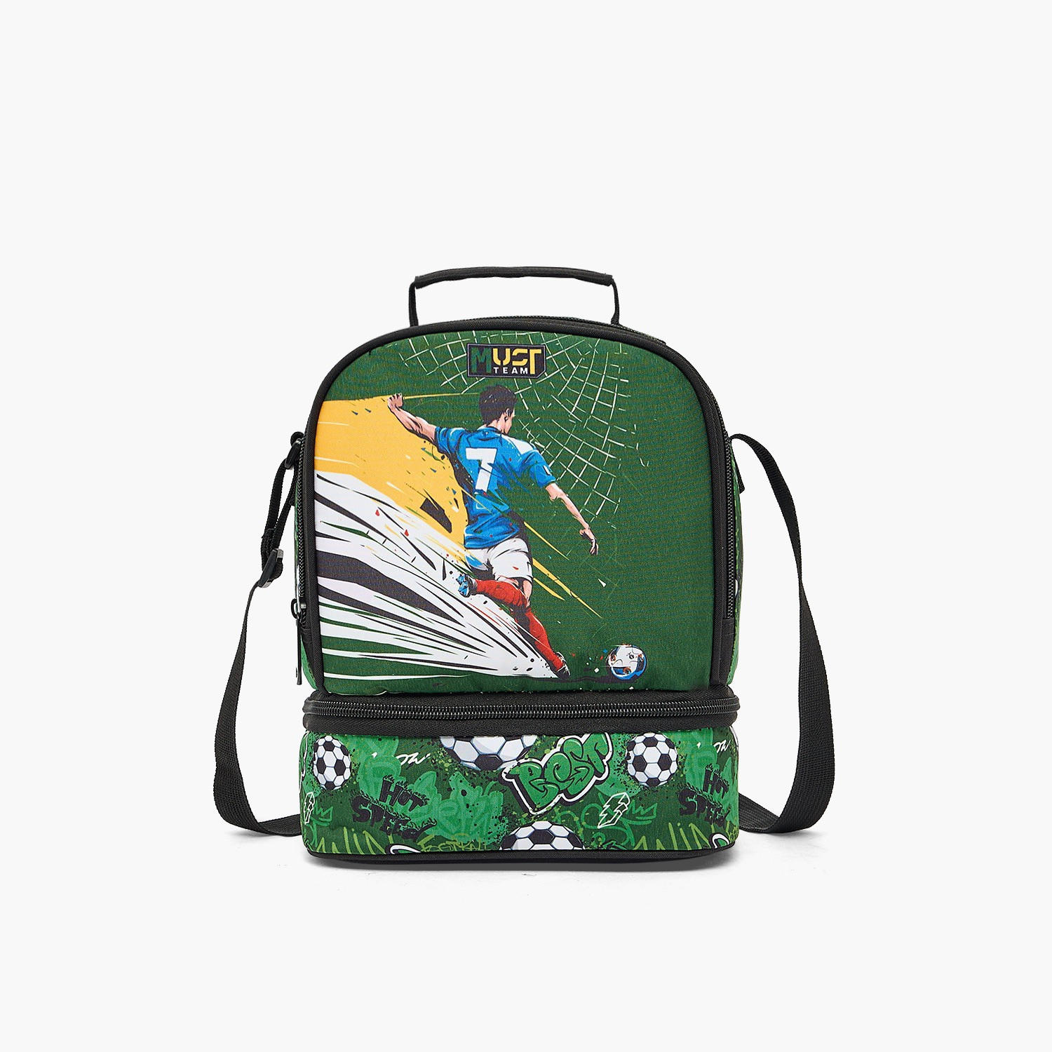 MustTeam Football Print Lunch Bag for Boys 5-8 Years with Adjustable Strap-school-lunchessentials-lunchbags-image-1