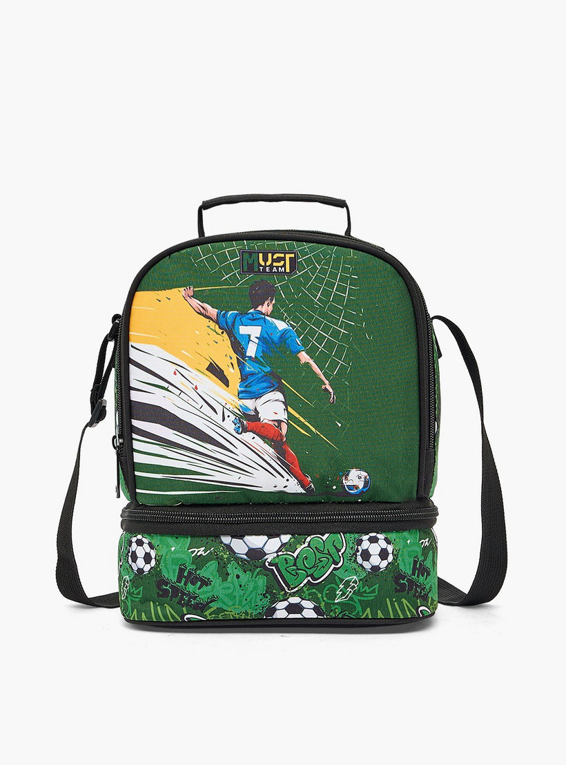 MustTeam Football Print Lunch Bag for Boys 5-8 Years with Adjustable Strap-school-lunchessentials-lunchbags-image-1
