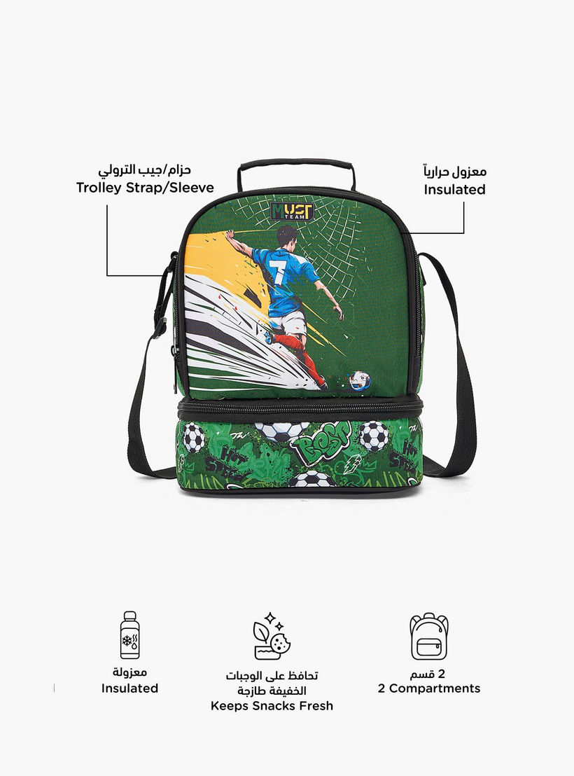 MustTeam Football Print Lunch Bag for Boys 5-8 Years with Adjustable Strap-school-lunchessentials-lunchbags-image-2