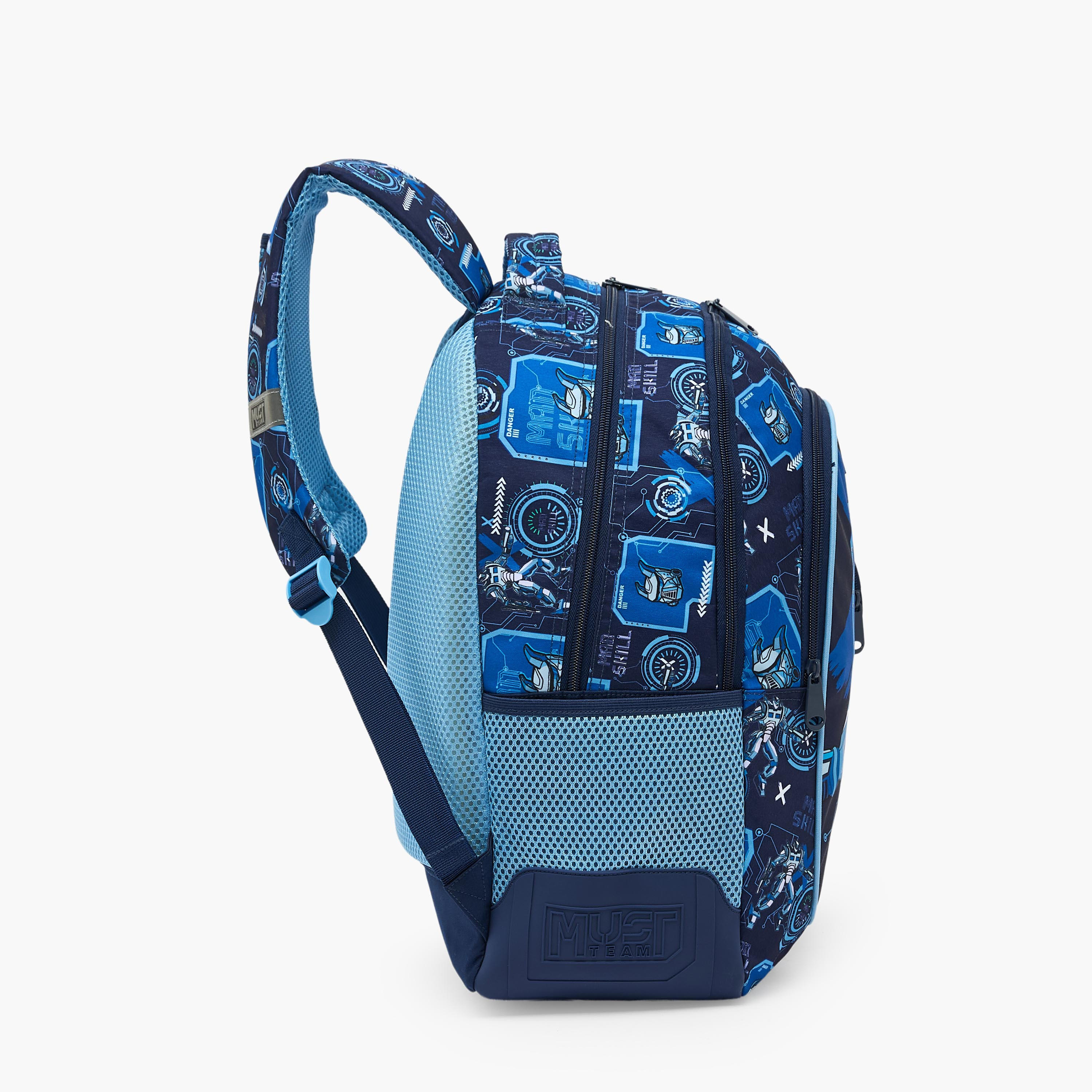 شنطة ظهر للأولاد 5-8 سنوات بأحزمة كتف مبطنة وطبعات روبوت من موست تيم - 17 بوصة-school-bagsandbackpacks-backpacks-image-10