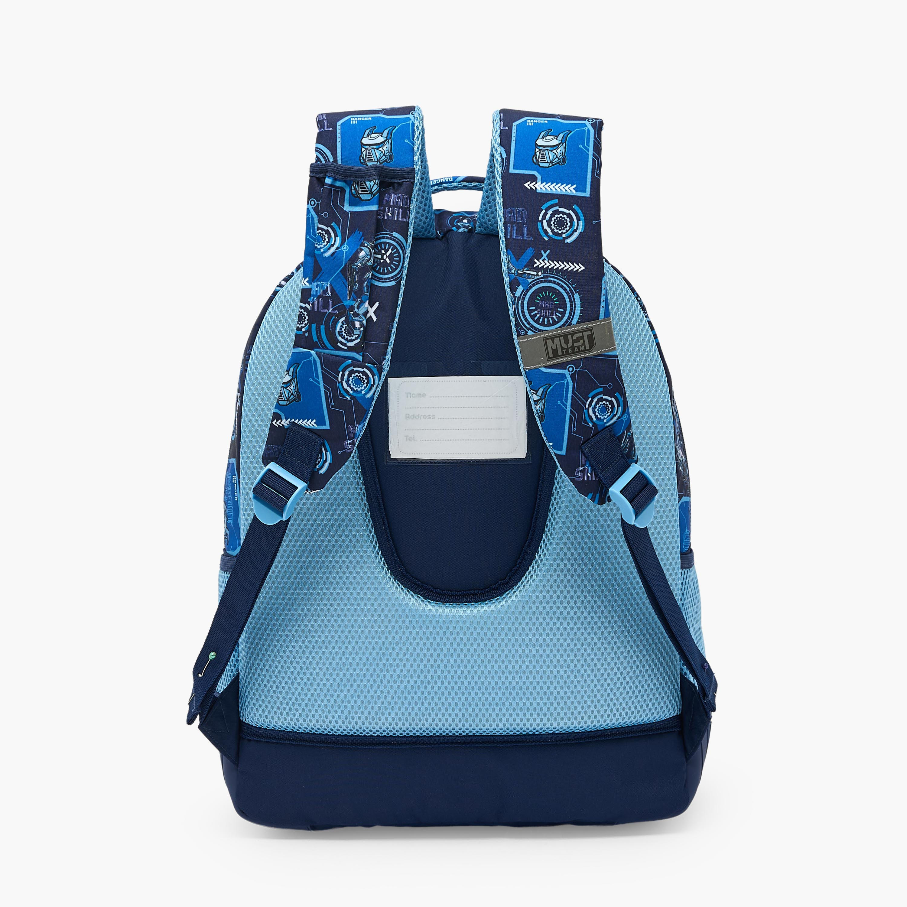 شنطة ظهر للأولاد 5-8 سنوات بأحزمة كتف مبطنة وطبعات روبوت من موست تيم - 17 بوصة-school-bagsandbackpacks-backpacks-image-11