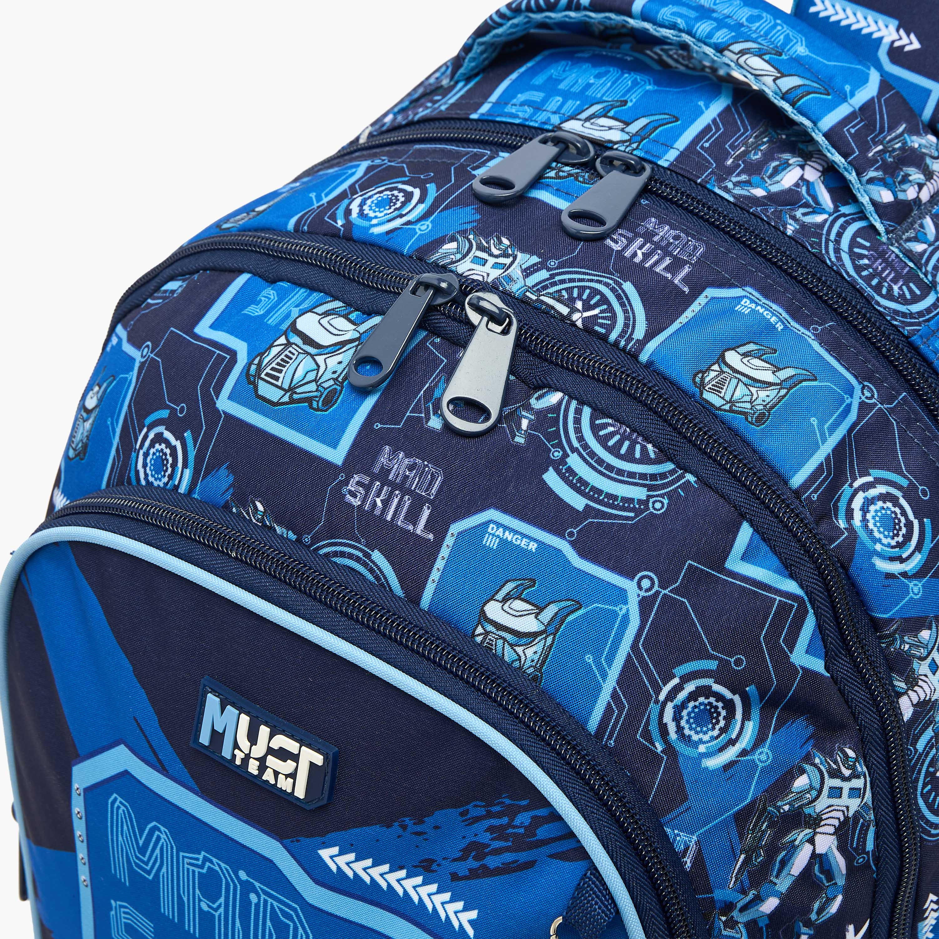 شنطة ظهر للأولاد 5-8 سنوات بأحزمة كتف مبطنة وطبعات روبوت من موست تيم - 17 بوصة-school-bagsandbackpacks-backpacks-image-5