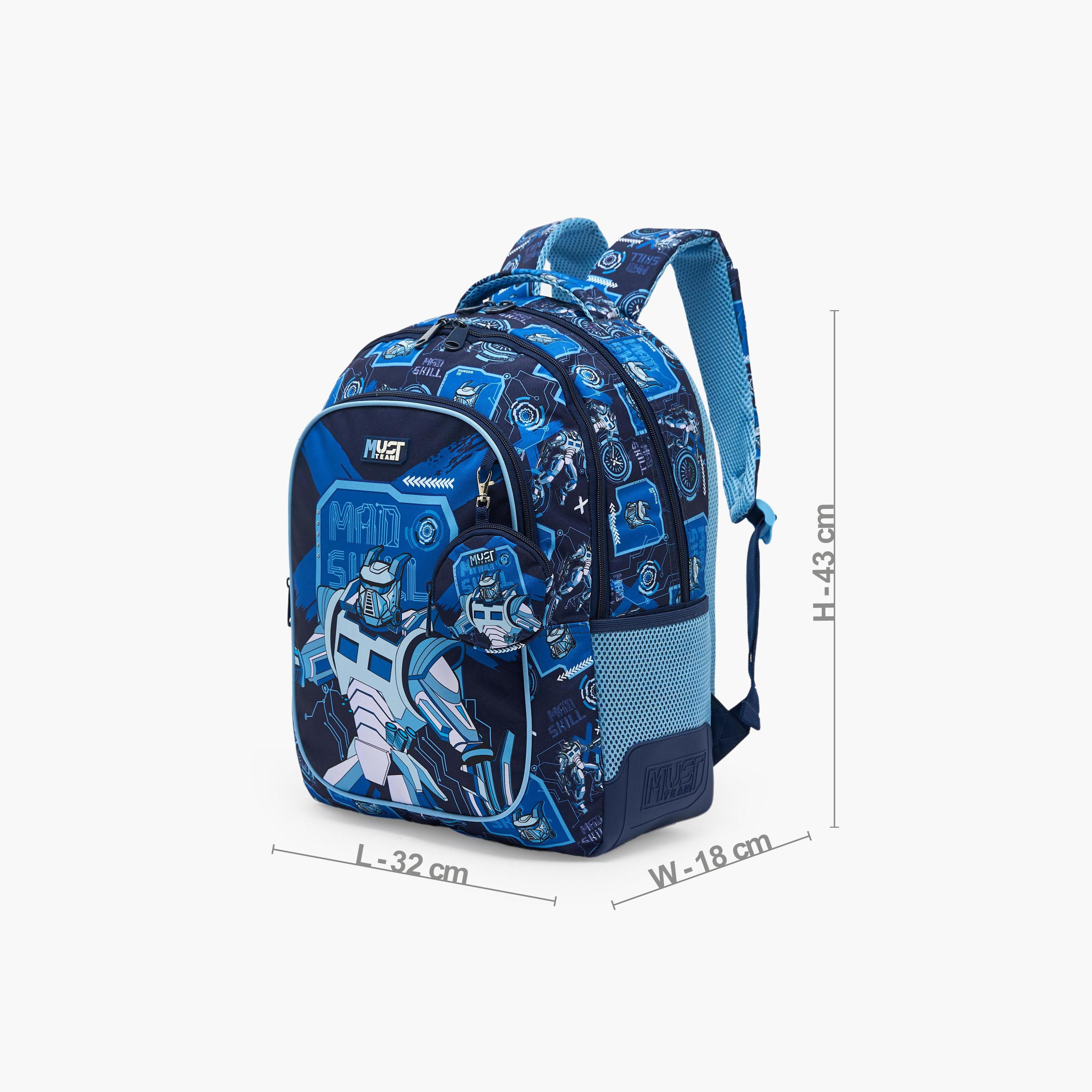 شنطة ظهر للأولاد 5-8 سنوات بأحزمة كتف مبطنة وطبعات روبوت من موست تيم - 17 بوصة-school-bagsandbackpacks-backpacks-image-9