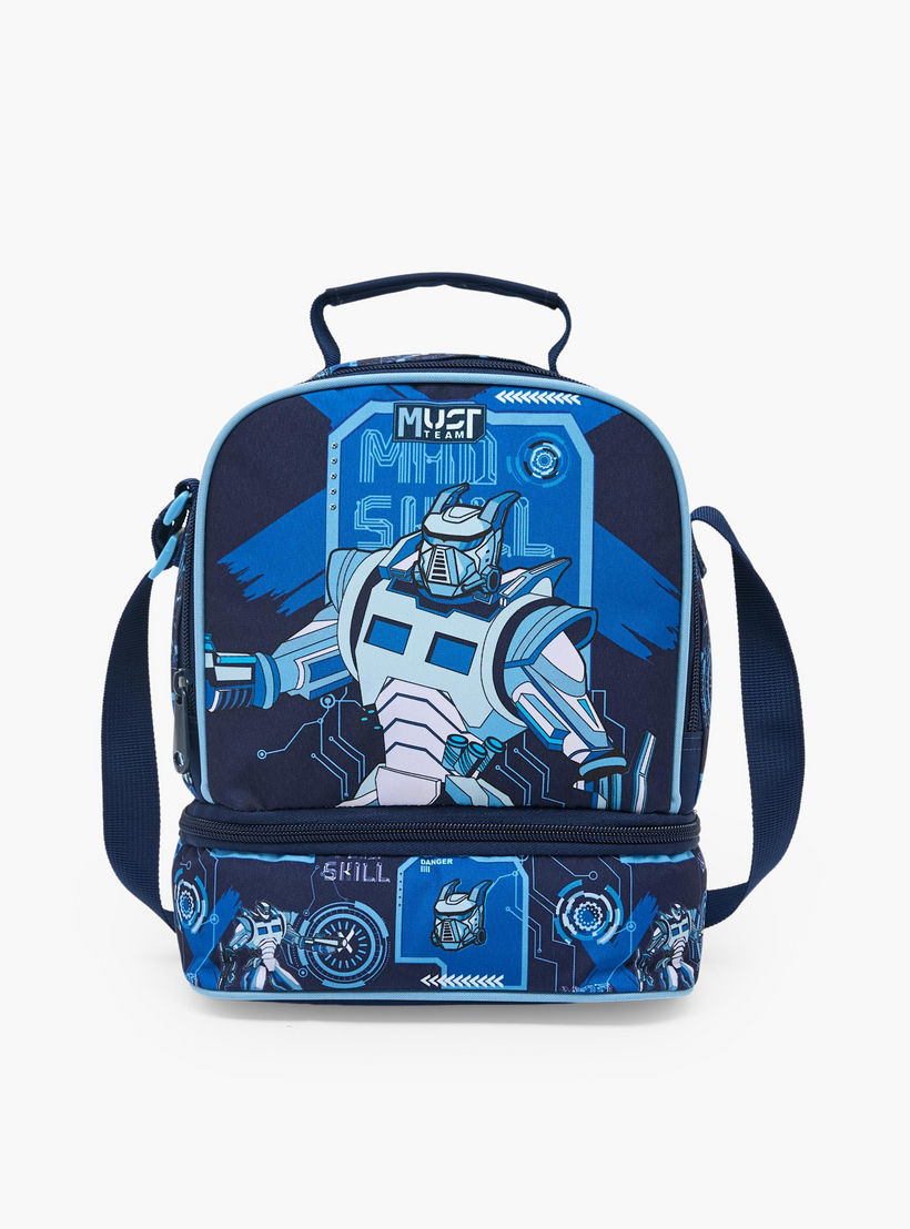 MustTeam Robot Print Lunch Bag for Boys 5-8 Years with Adjustable Strap-school-lunchessentials-lunchbags-image-1