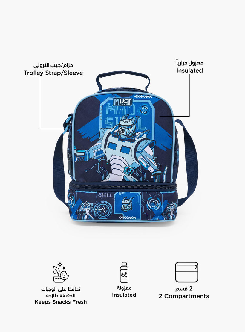 MustTeam Robot Print Lunch Bag for Boys 5-8 Years with Adjustable Strap-school-lunchessentials-lunchbags-image-2