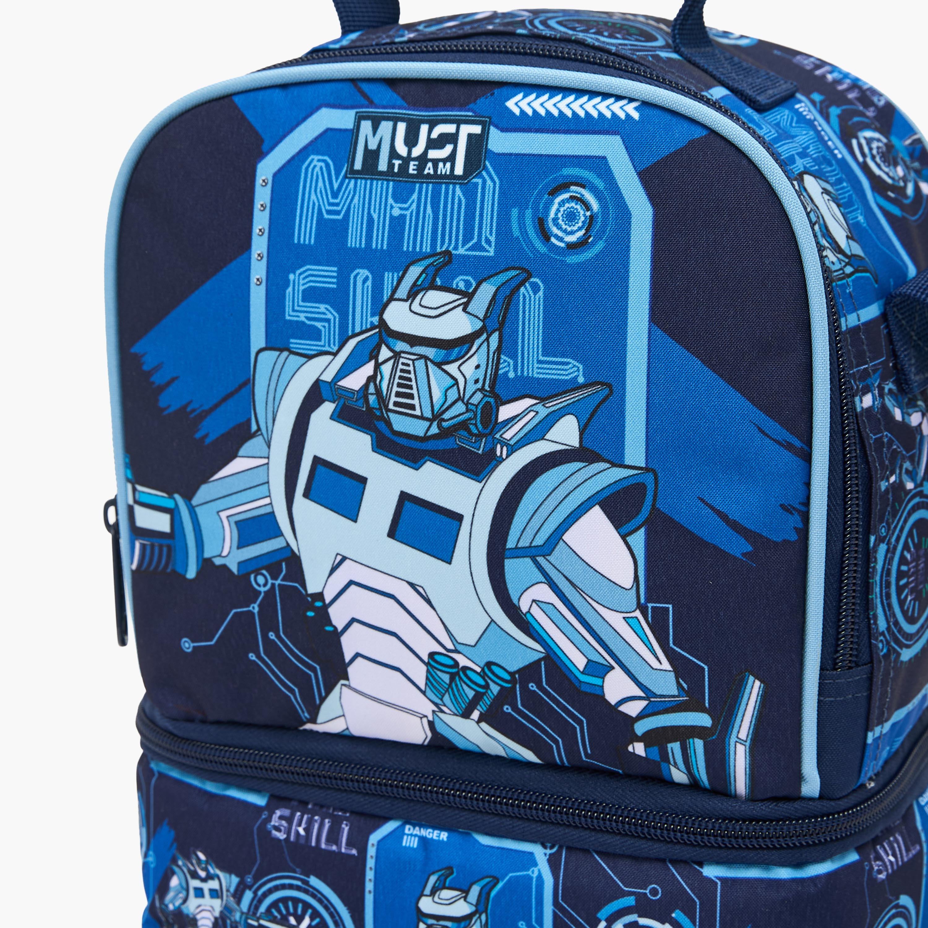 MustTeam Robot Print Lunch Bag for Boys 5-8 Years with Adjustable Strap-school-lunchessentials-lunchbags-image-6