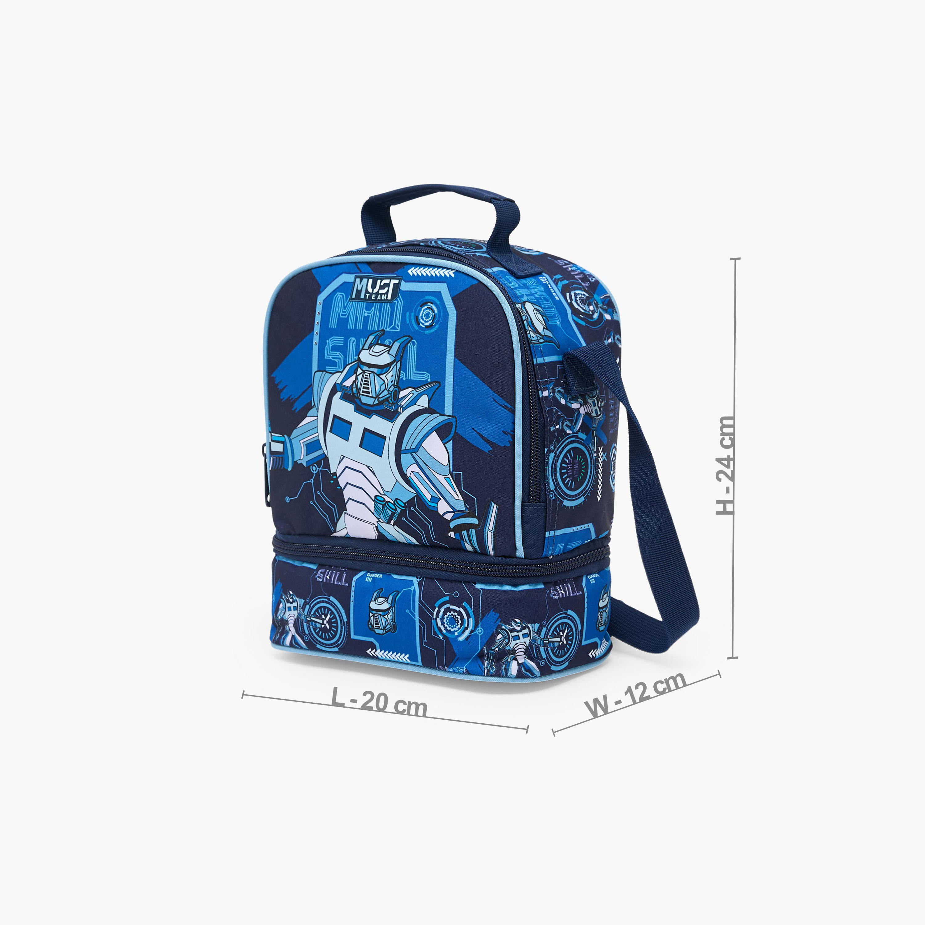 MustTeam Robot Print Lunch Bag for Boys 5-8 Years with Adjustable Strap-school-lunchessentials-lunchbags-image-7