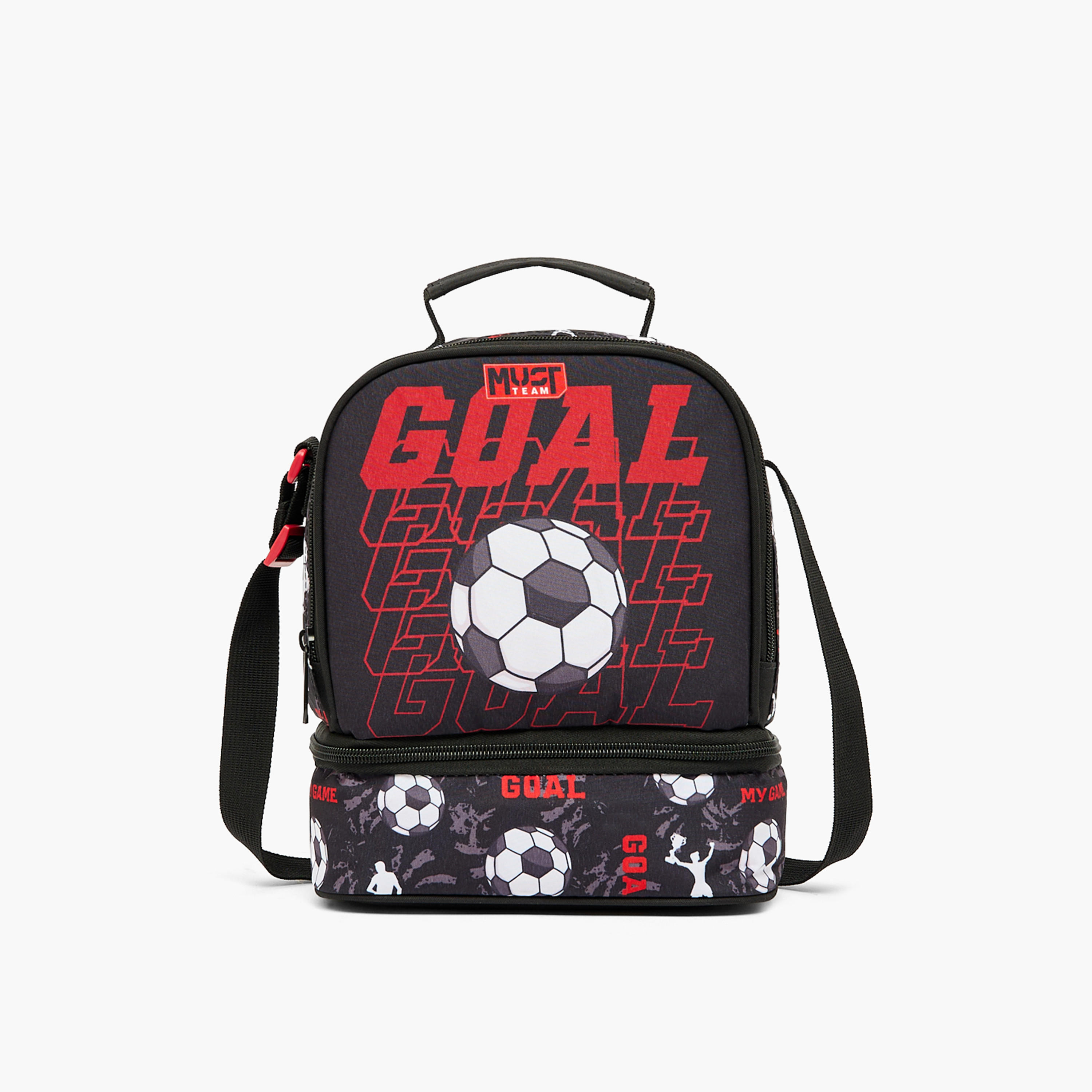 MustTeam Football Print Lunch Bag for Boys 5-8 Years with Shoulder Strap-school-lunchessentials-lunchbags-image-1