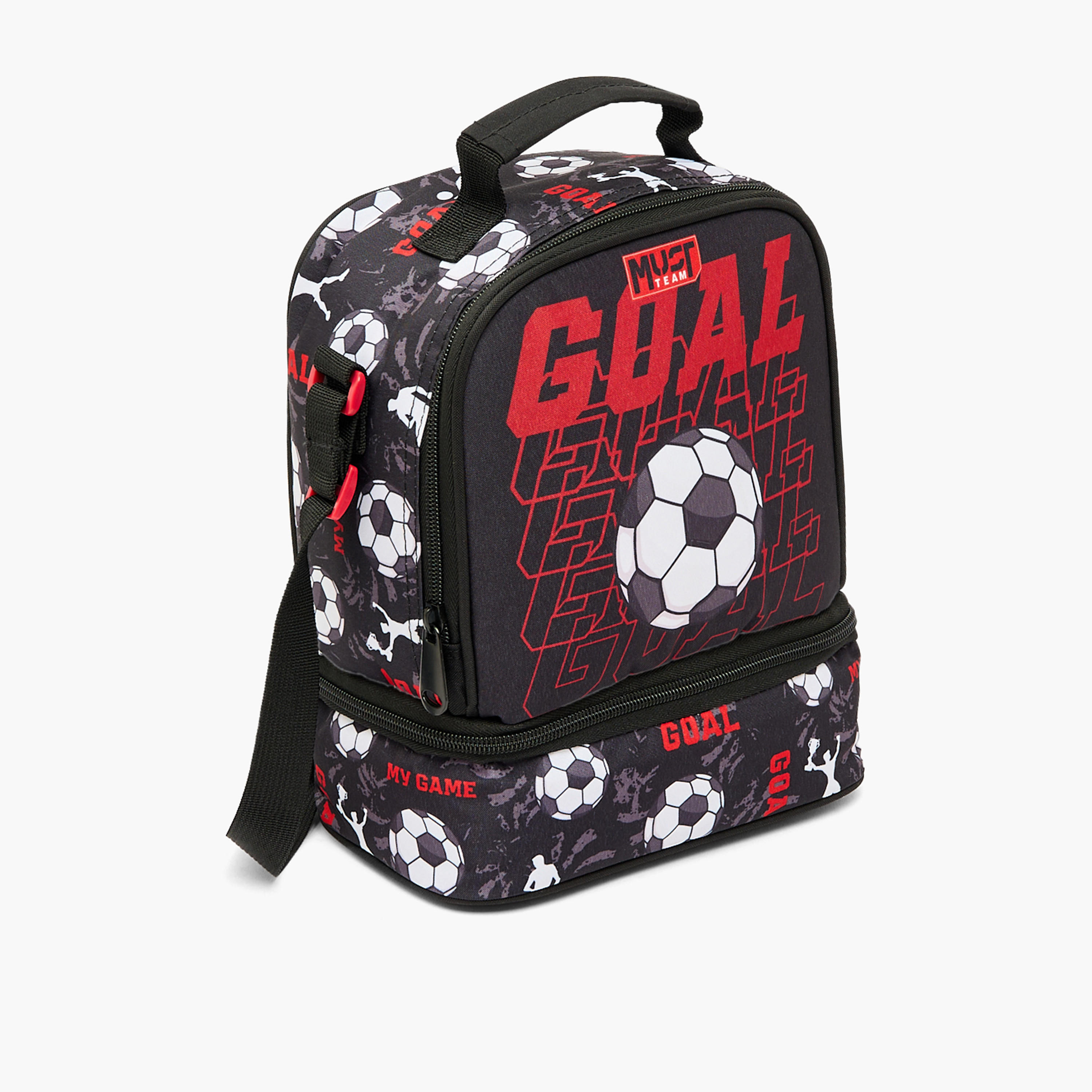 MustTeam Football Print Lunch Bag for Boys 5-8 Years with Shoulder Strap-school-lunchessentials-lunchbags-image-2