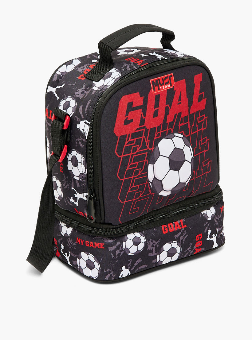 MustTeam Football Print Lunch Bag for Boys 5-8 Years with Shoulder Strap-school-lunchessentials-lunchbags-image-2