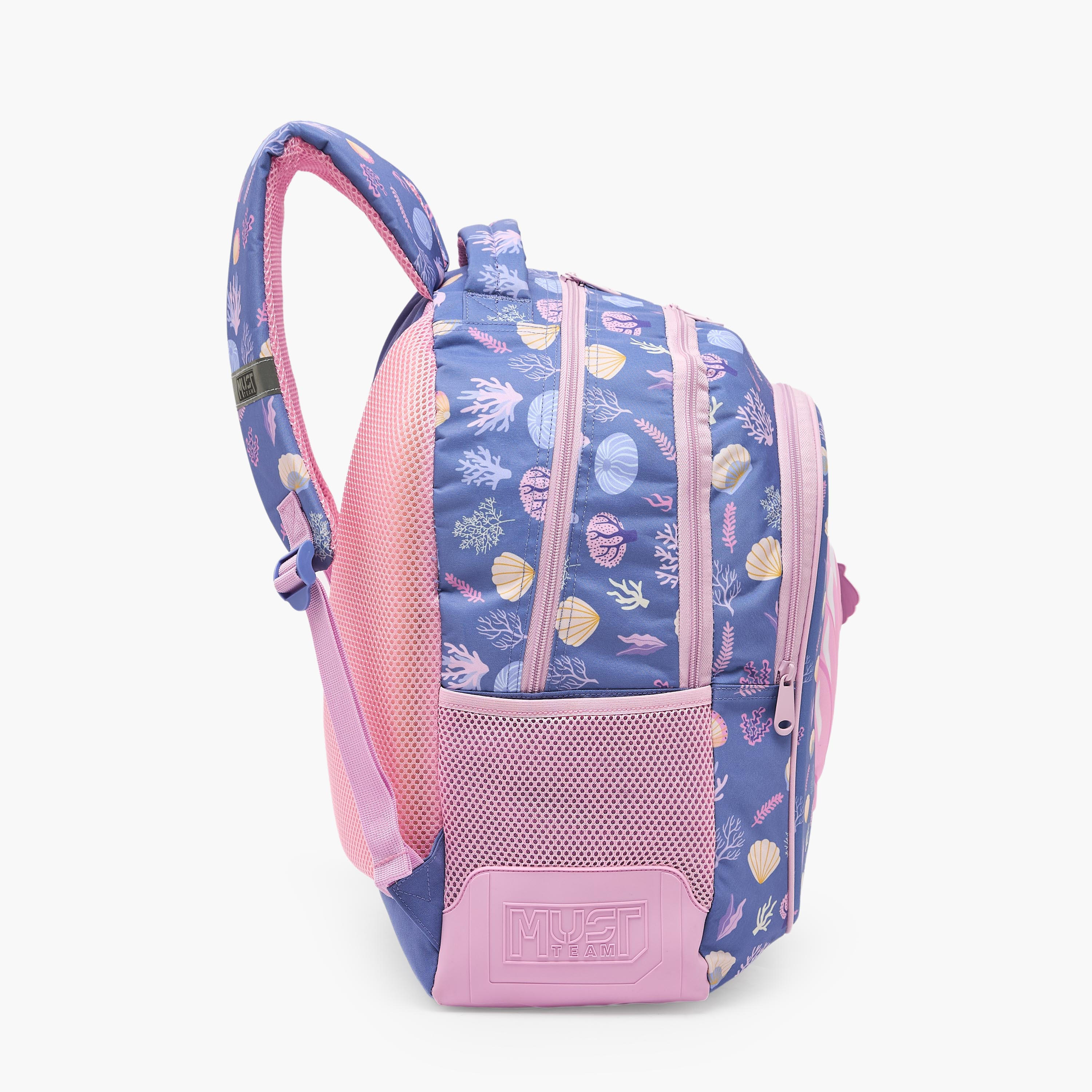 شنطة ظهر للبنات 5-8 سنوات بأحزمة كتف مبطنة وطبعات صدف من موست تيم - 17 بوصة-school-bagsandbackpacks-backpacks-image-10