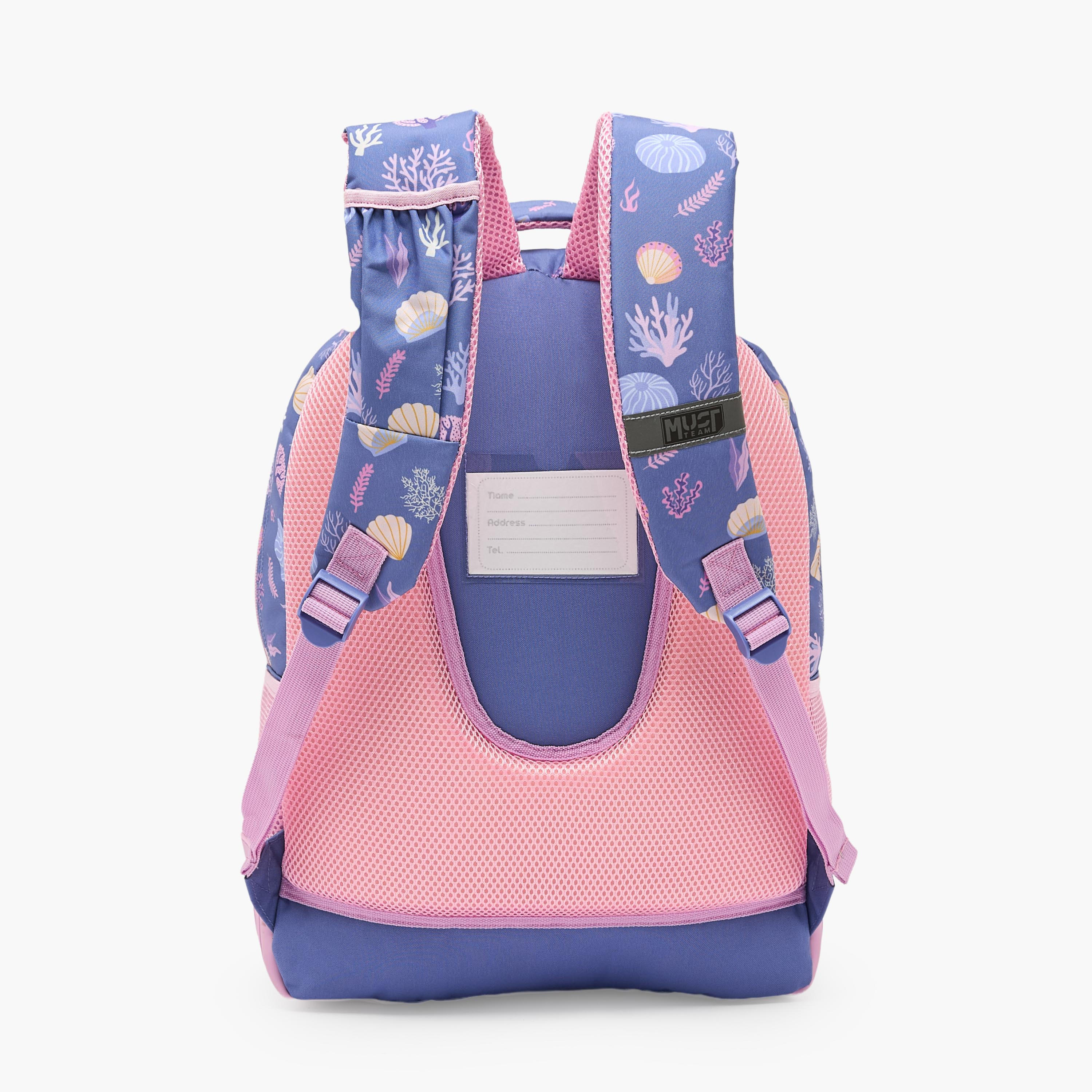 شنطة ظهر للبنات 5-8 سنوات بأحزمة كتف مبطنة وطبعات صدف من موست تيم - 17 بوصة-school-bagsandbackpacks-backpacks-image-11