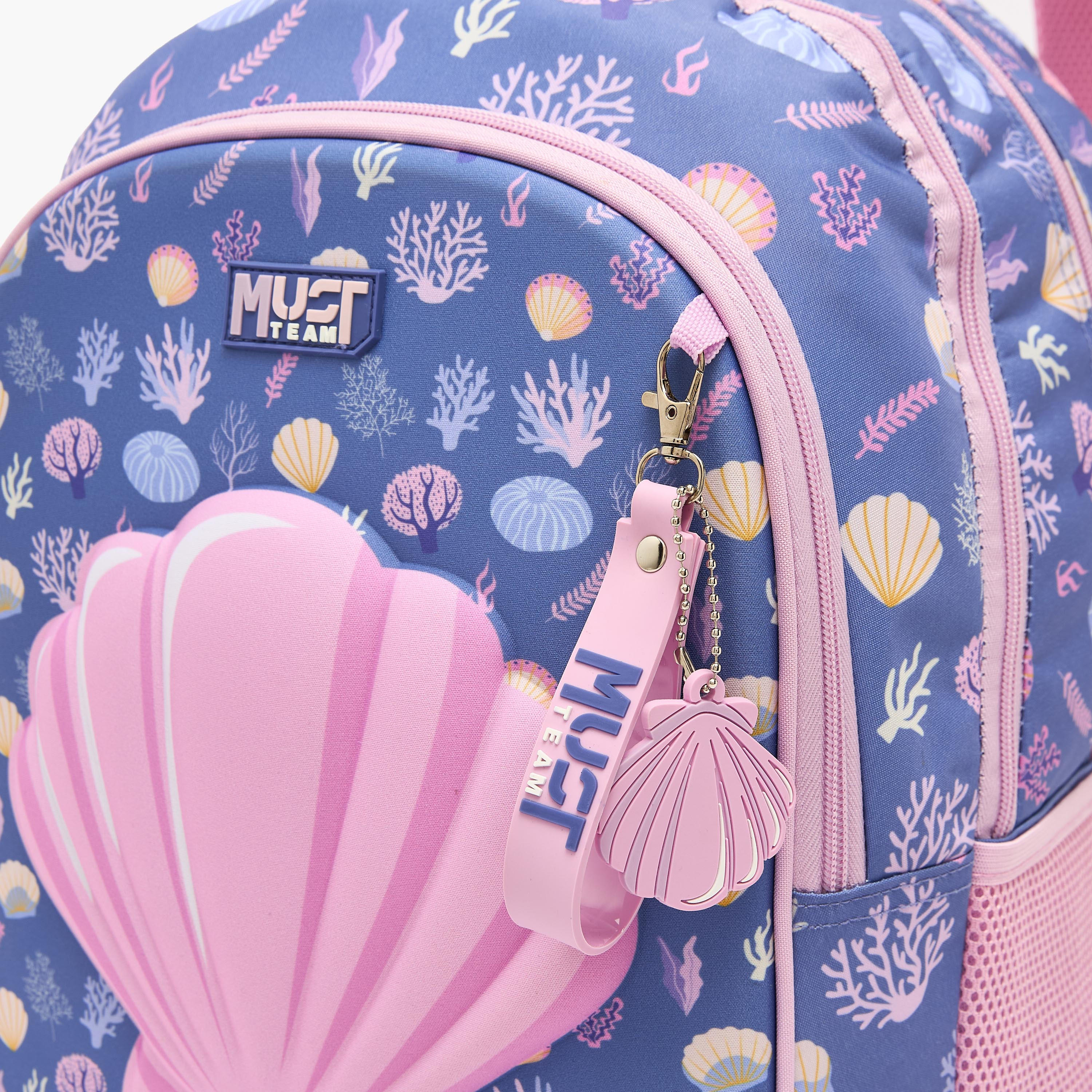 شنطة ظهر للبنات 5-8 سنوات بأحزمة كتف مبطنة وطبعات صدف من موست تيم - 17 بوصة-school-bagsandbackpacks-backpacks-image-5