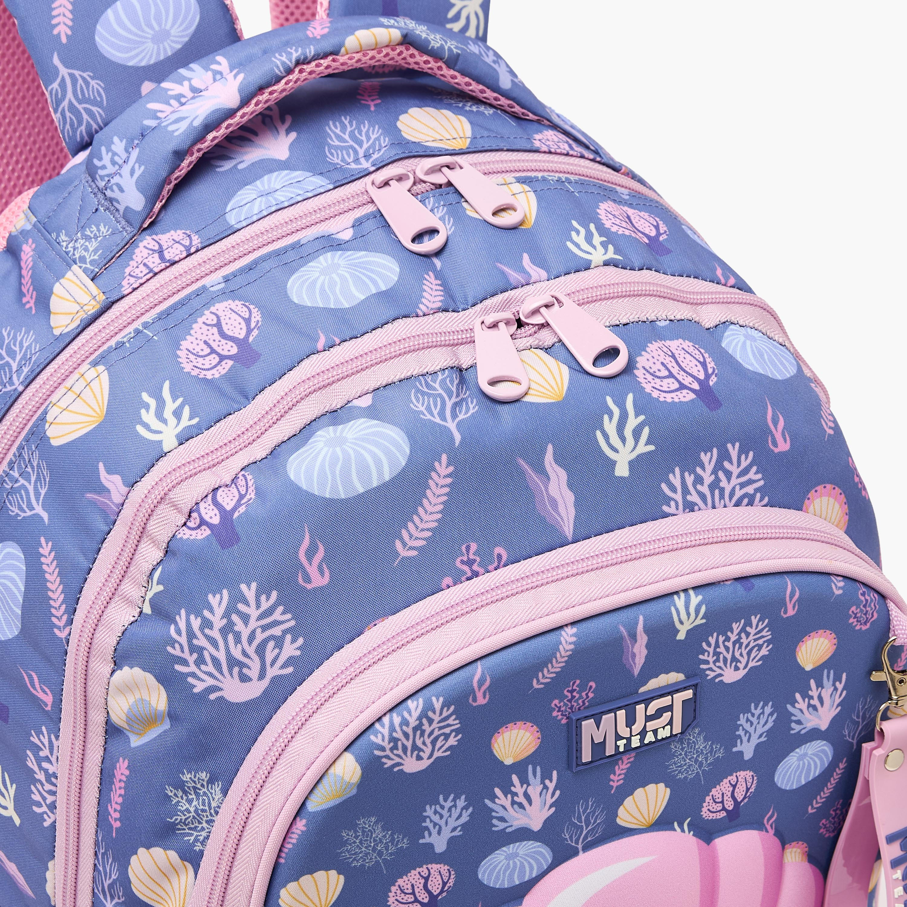 شنطة ظهر للبنات 5-8 سنوات بأحزمة كتف مبطنة وطبعات صدف من موست تيم - 17 بوصة-school-bagsandbackpacks-backpacks-image-6
