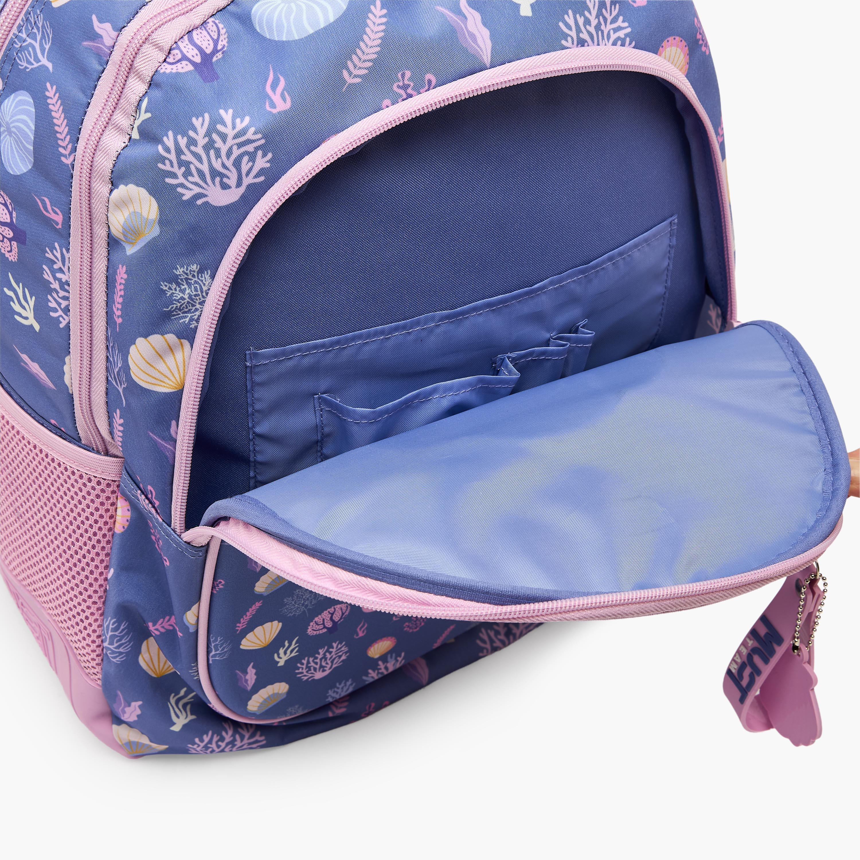 شنطة ظهر للبنات 5-8 سنوات بأحزمة كتف مبطنة وطبعات صدف من موست تيم - 17 بوصة-school-bagsandbackpacks-backpacks-image-7