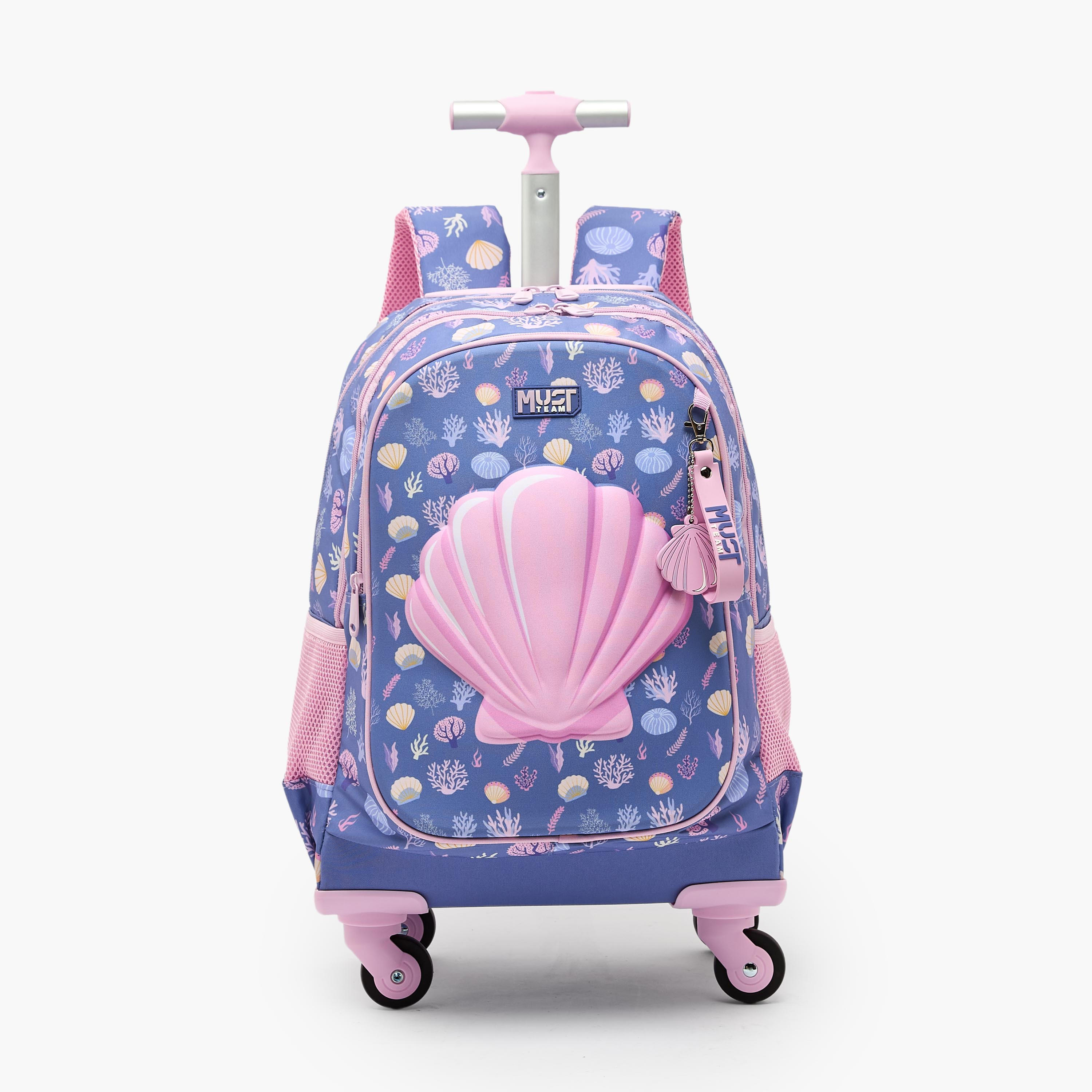 شنطة ظهر ترولي بمقبض قابل للسحب وطبعات للبنات بعمر 5-8 سنوات من ماست تيم - 17 بوصة-school-bagsandbackpacks-trolleybags-image-1