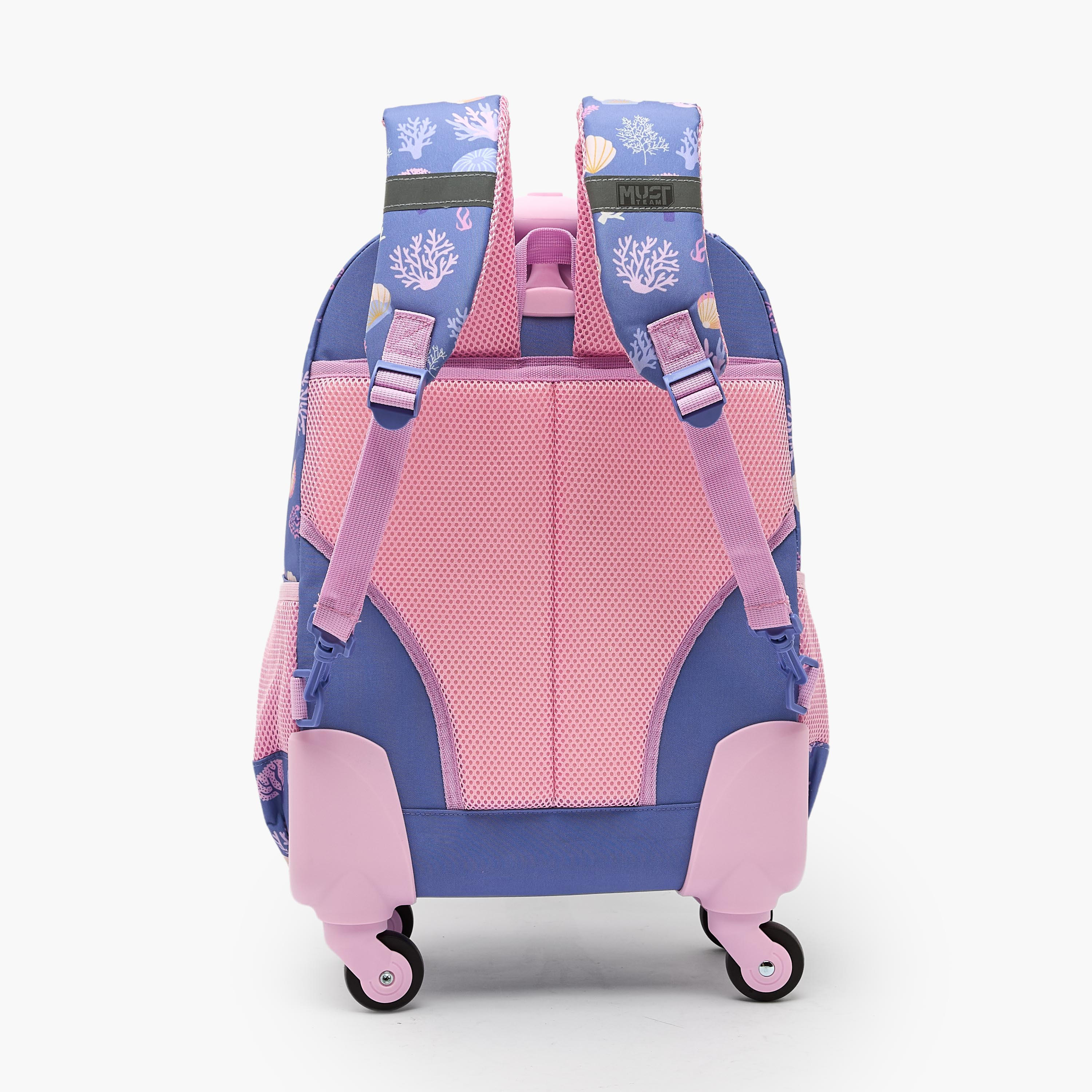 شنطة ظهر ترولي بمقبض قابل للسحب وطبعات للبنات بعمر 5-8 سنوات من ماست تيم - 17 بوصة-school-bagsandbackpacks-trolleybags-image-10