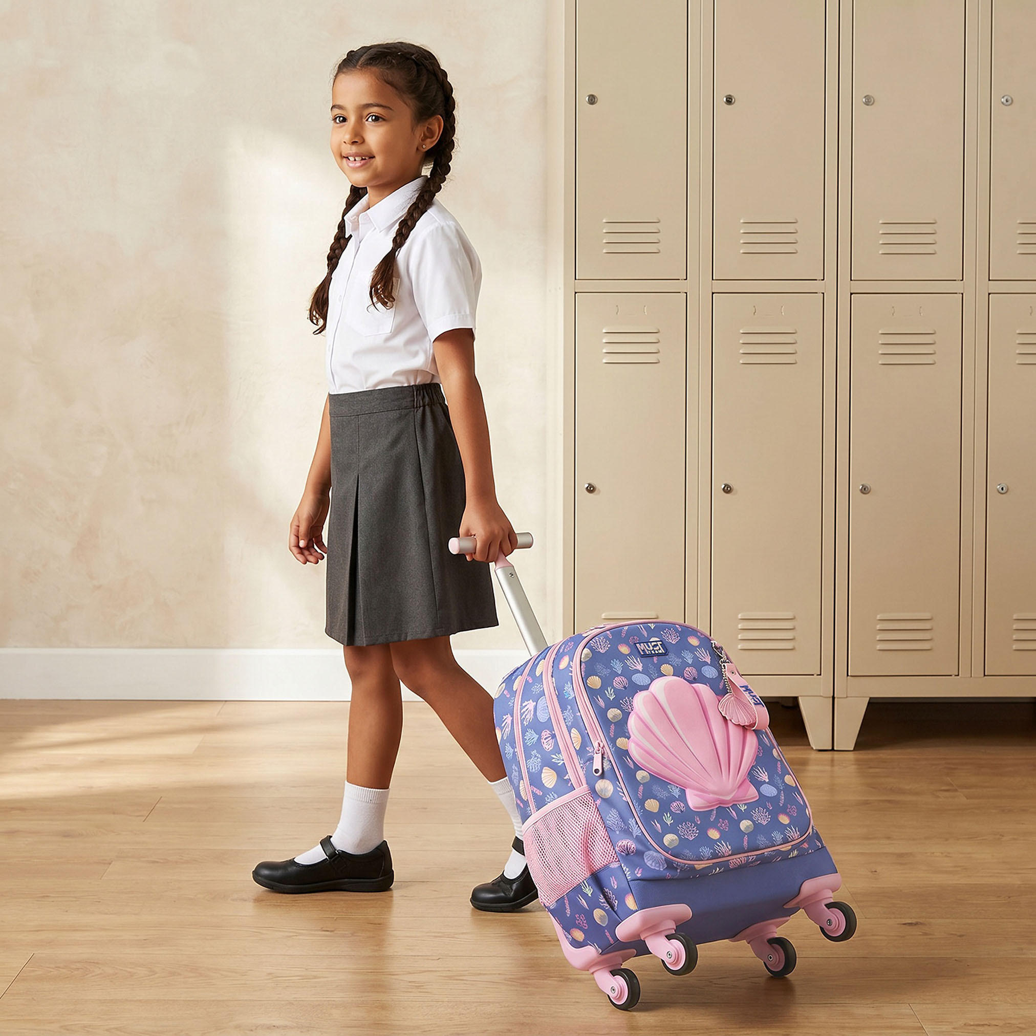 شنطة ظهر ترولي بمقبض قابل للسحب وطبعات للبنات بعمر 5-8 سنوات من ماست تيم - 17 بوصة-school-bagsandbackpacks-trolleybags-image-3