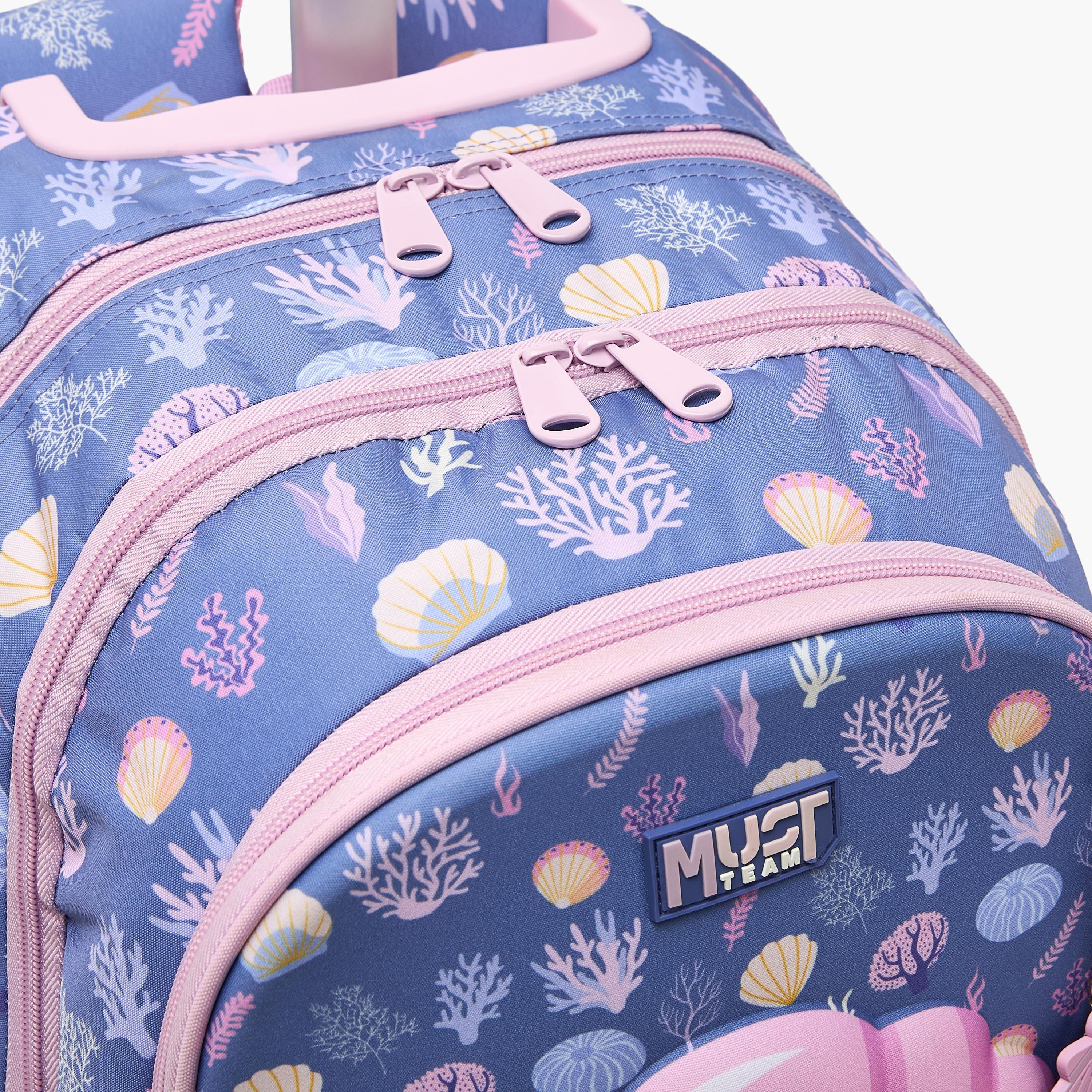 شنطة ظهر ترولي بمقبض قابل للسحب وطبعات للبنات بعمر 5-8 سنوات من ماست تيم - 17 بوصة-school-bagsandbackpacks-trolleybags-image-5
