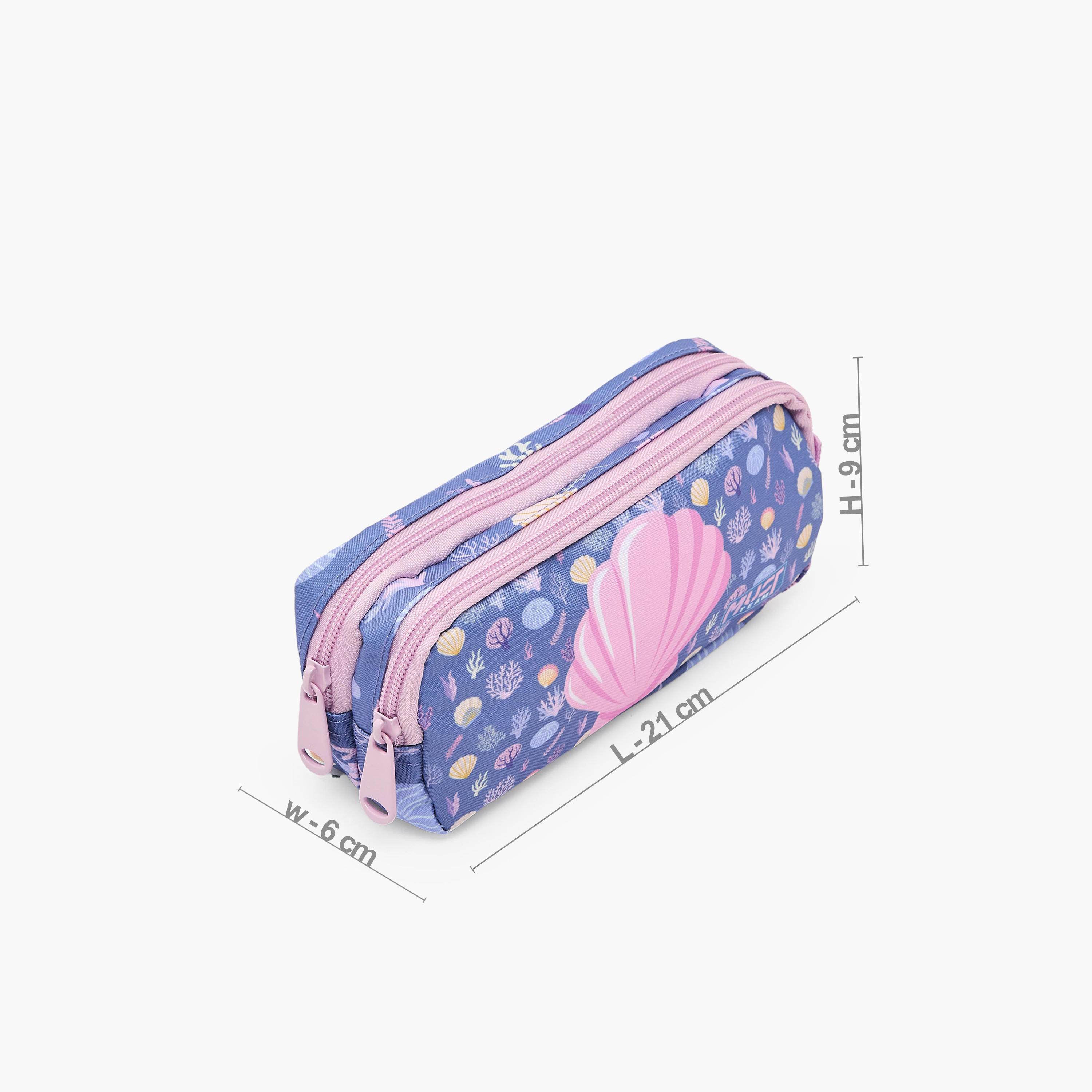 MustTeam Seashell Print Pencil Pouch with 2 Compartments-school-stationery-pencilcases-image-4