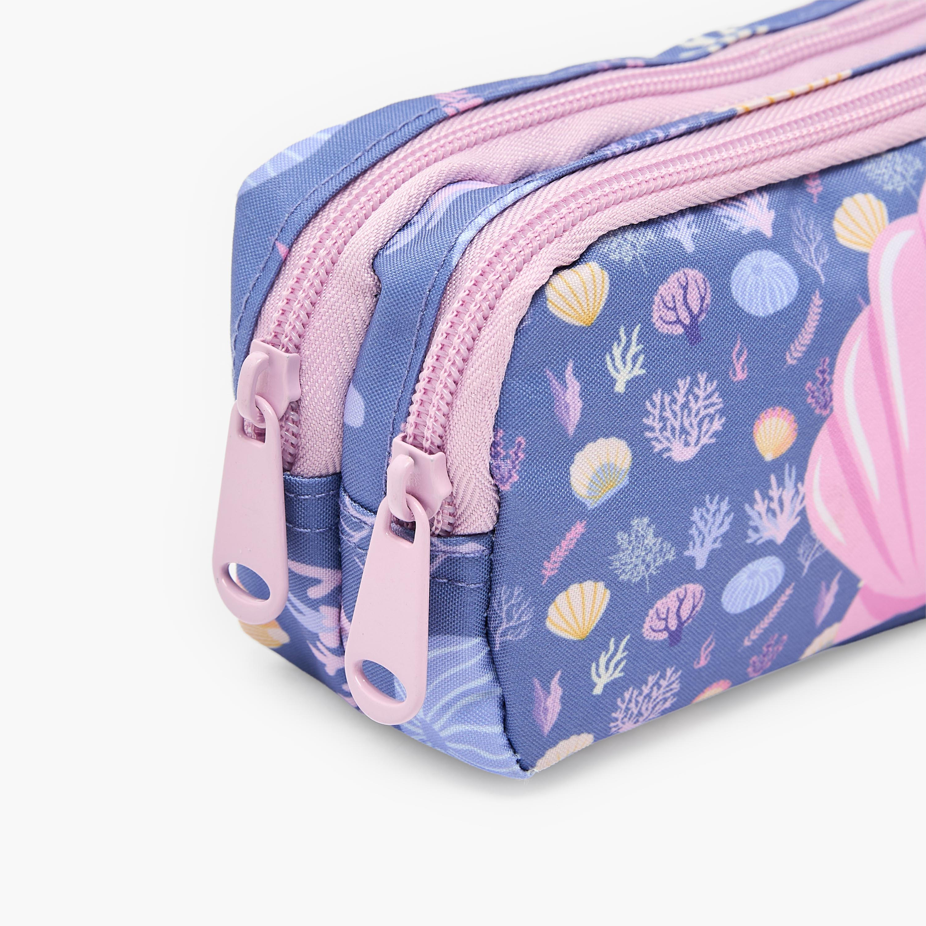 MustTeam Seashell Print Pencil Pouch with 2 Compartments-school-stationery-pencilcases-image-5