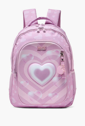 MustTeam Heart Print Backpack for Girls 5-8 Years with Padded Shoulder Straps - 17 inches-school-image-1
