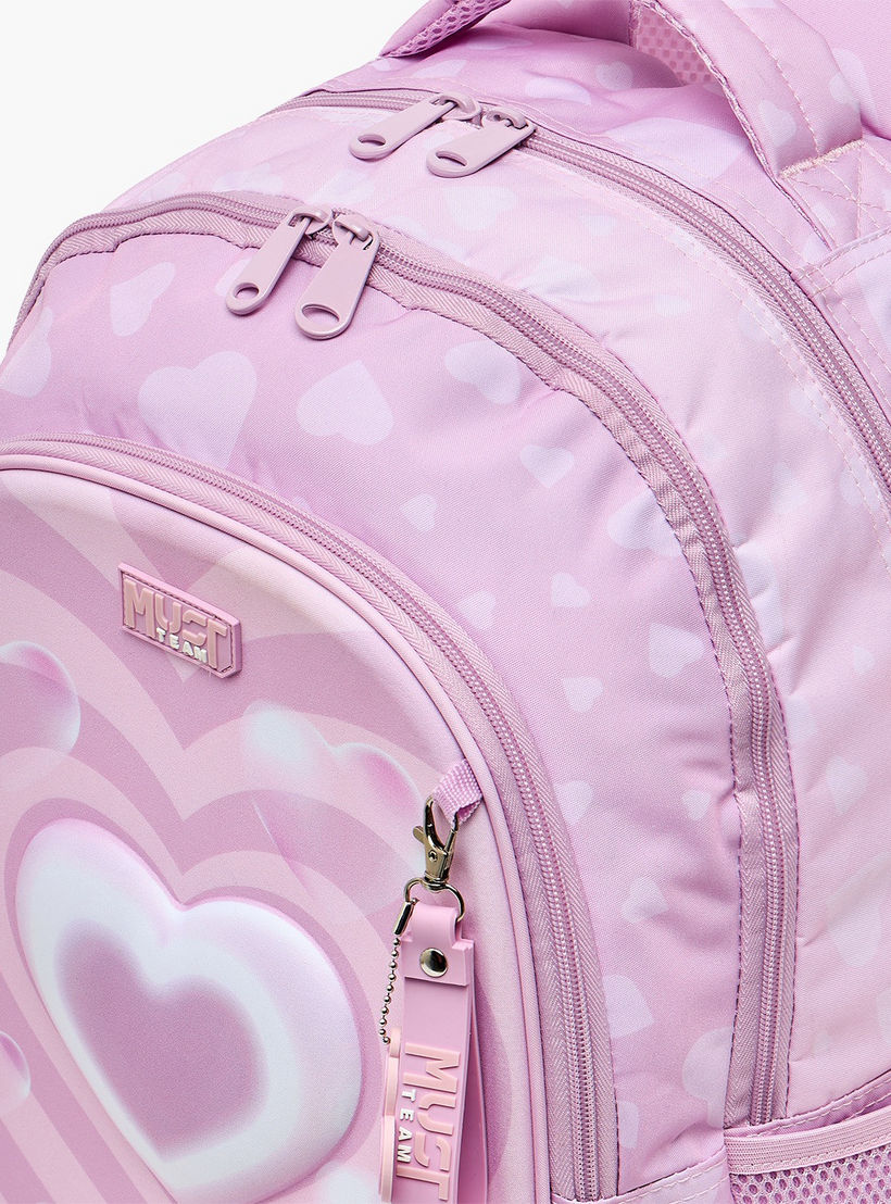 شنطة ظهر بطبعة قلب للبنات من 5-8 سنوات مع أحزمة كتف مبطنة من ماست تيم - 17 بوصة-school-bagsandbackpacks-backpacks-image-5