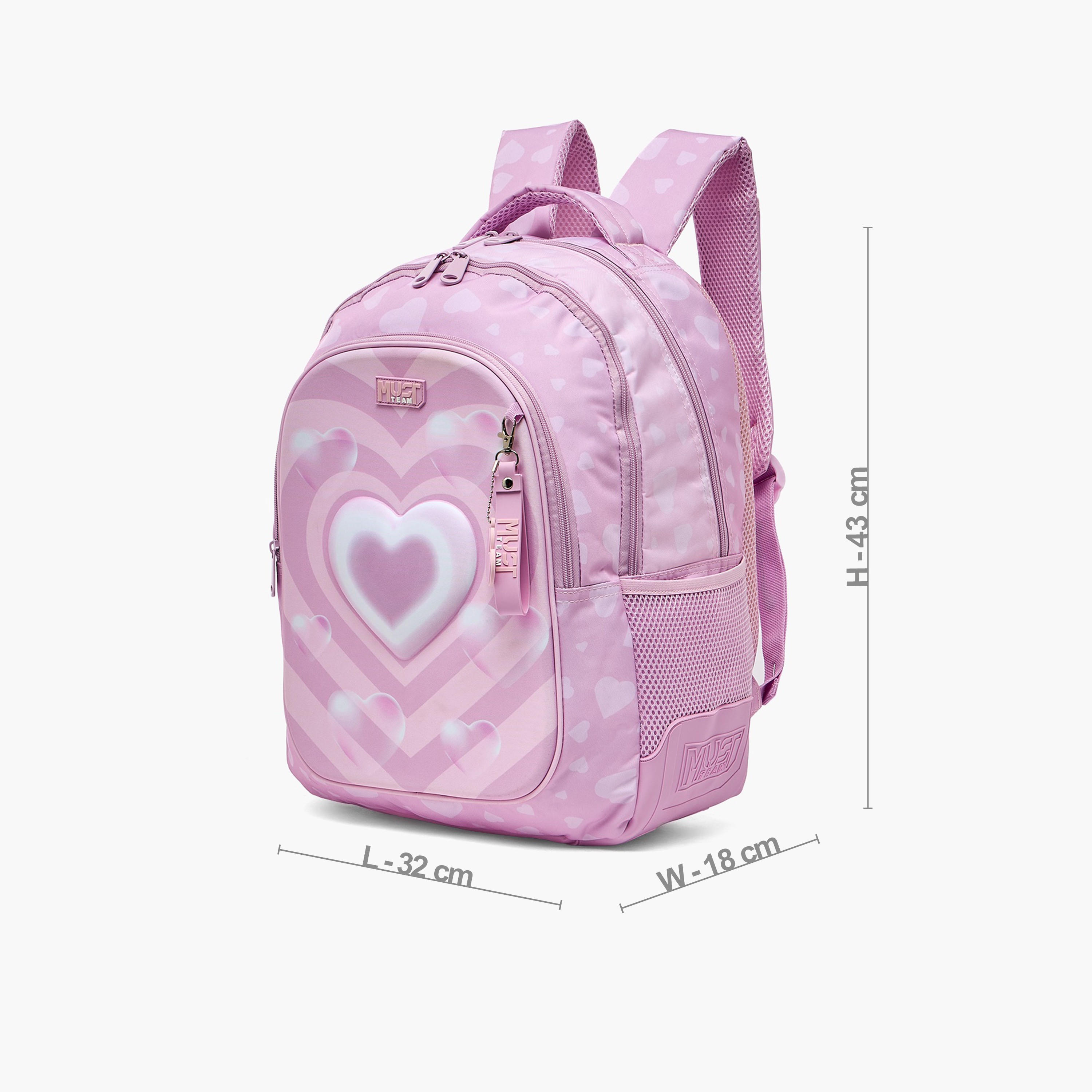 شنطة ظهر بطبعة قلب للبنات من 5-8 سنوات مع أحزمة كتف مبطنة من ماست تيم - 17 بوصة-school-bagsandbackpacks-backpacks-image-8